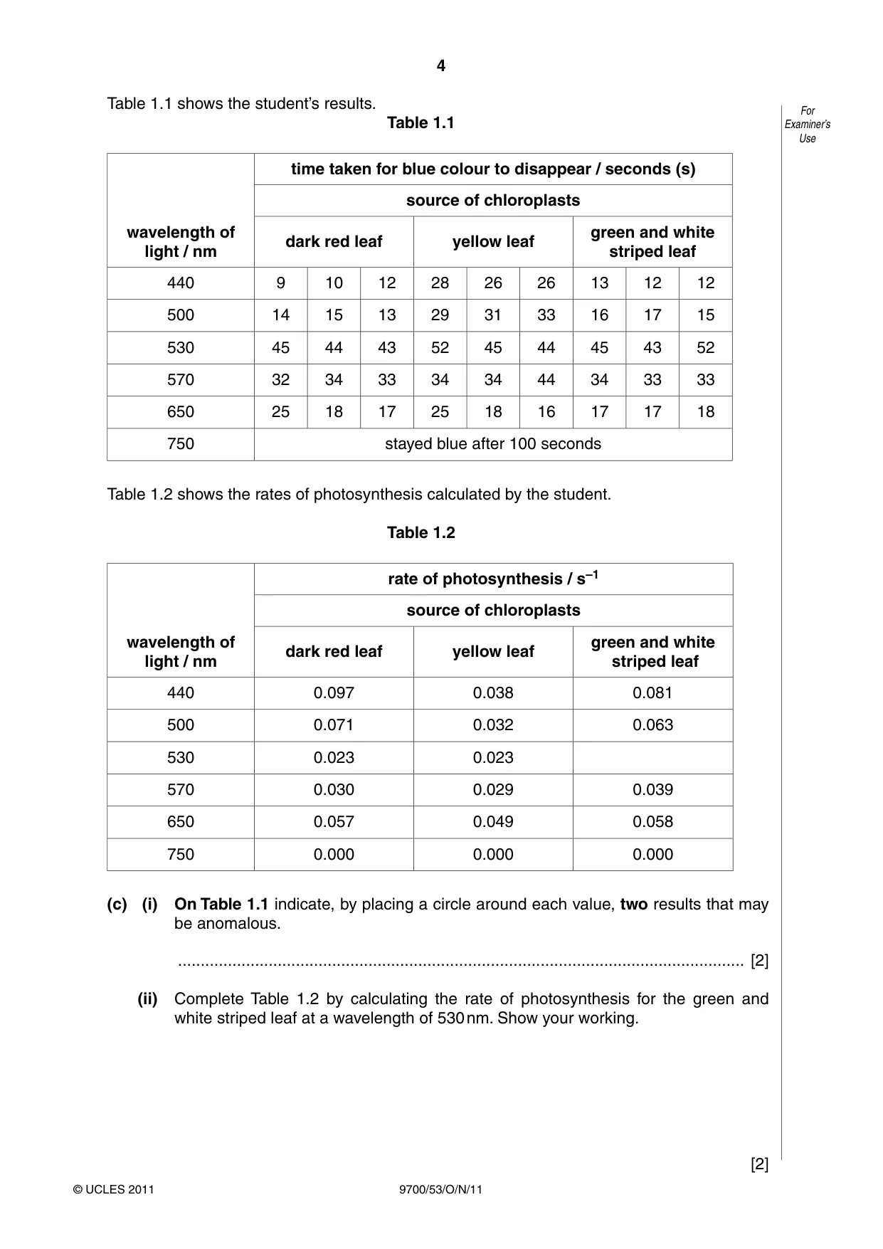 Cambridge A Level Biology 9700 2011 Oct/Nov Paper 5 · Variant 3 question paper, page 4 of 12