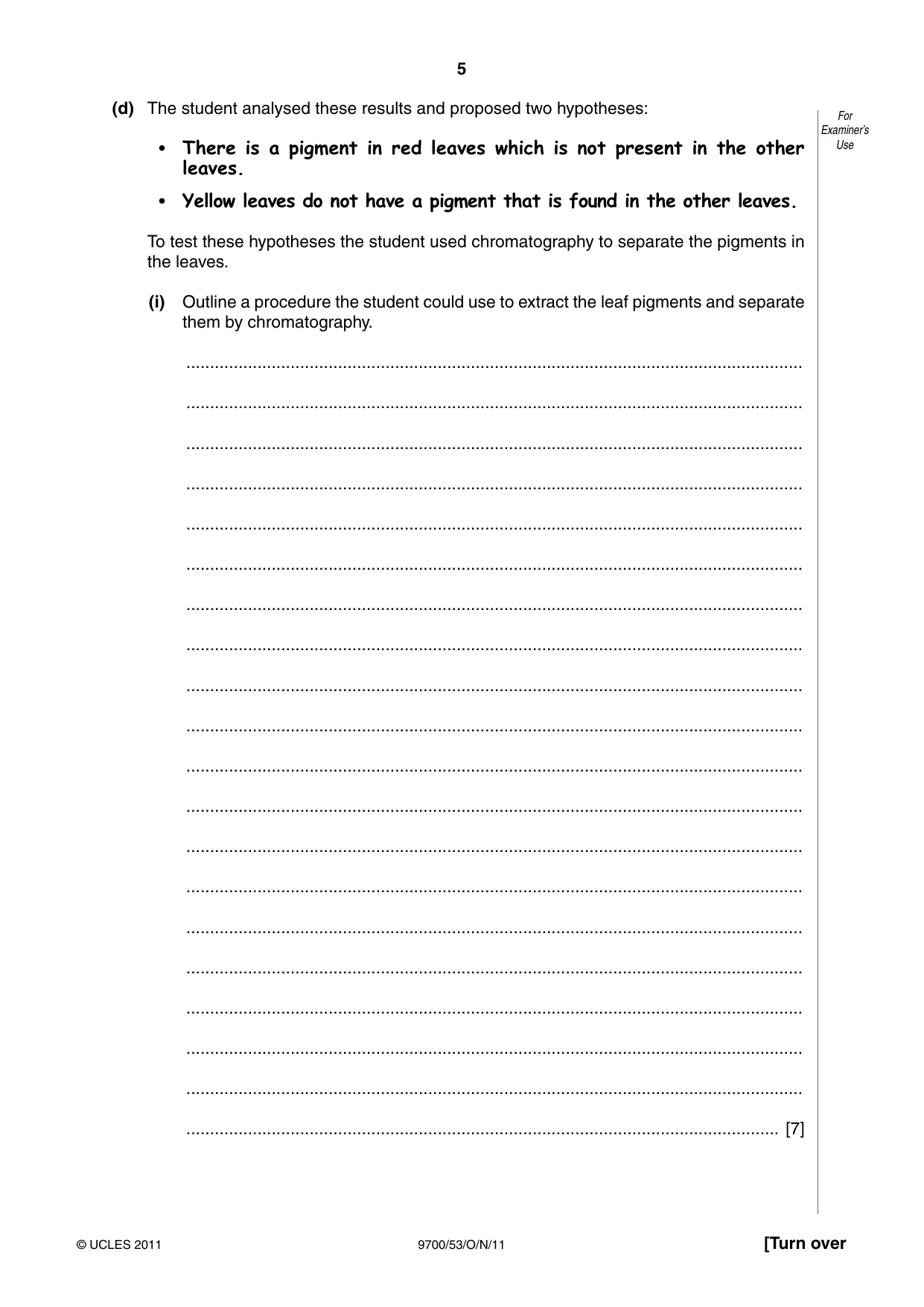 Cambridge A Level Biology 9700 2011 Oct/Nov Paper 5 · Variant 3 question paper, page 5 of 12