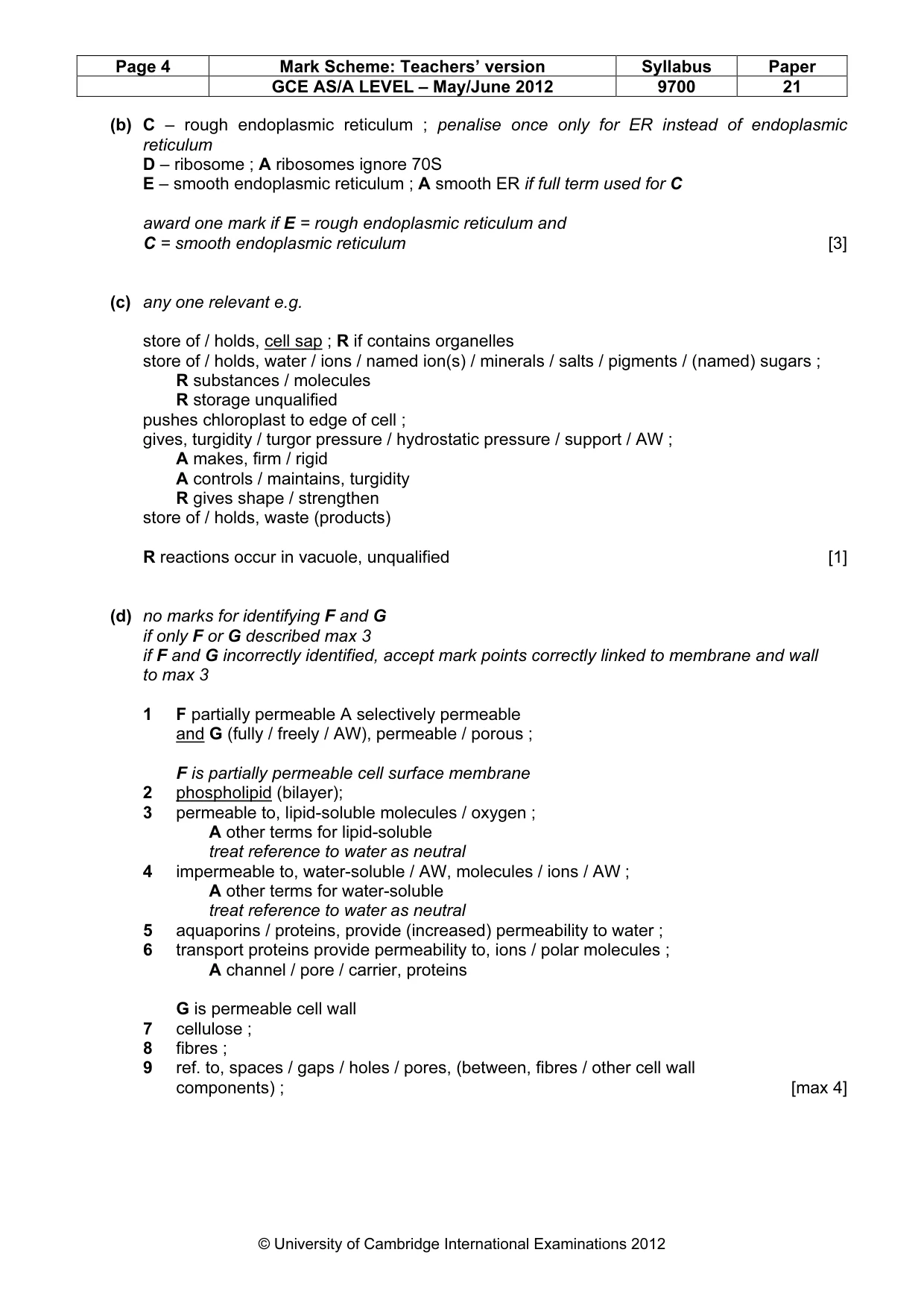 Mark scheme, page 4 of 9