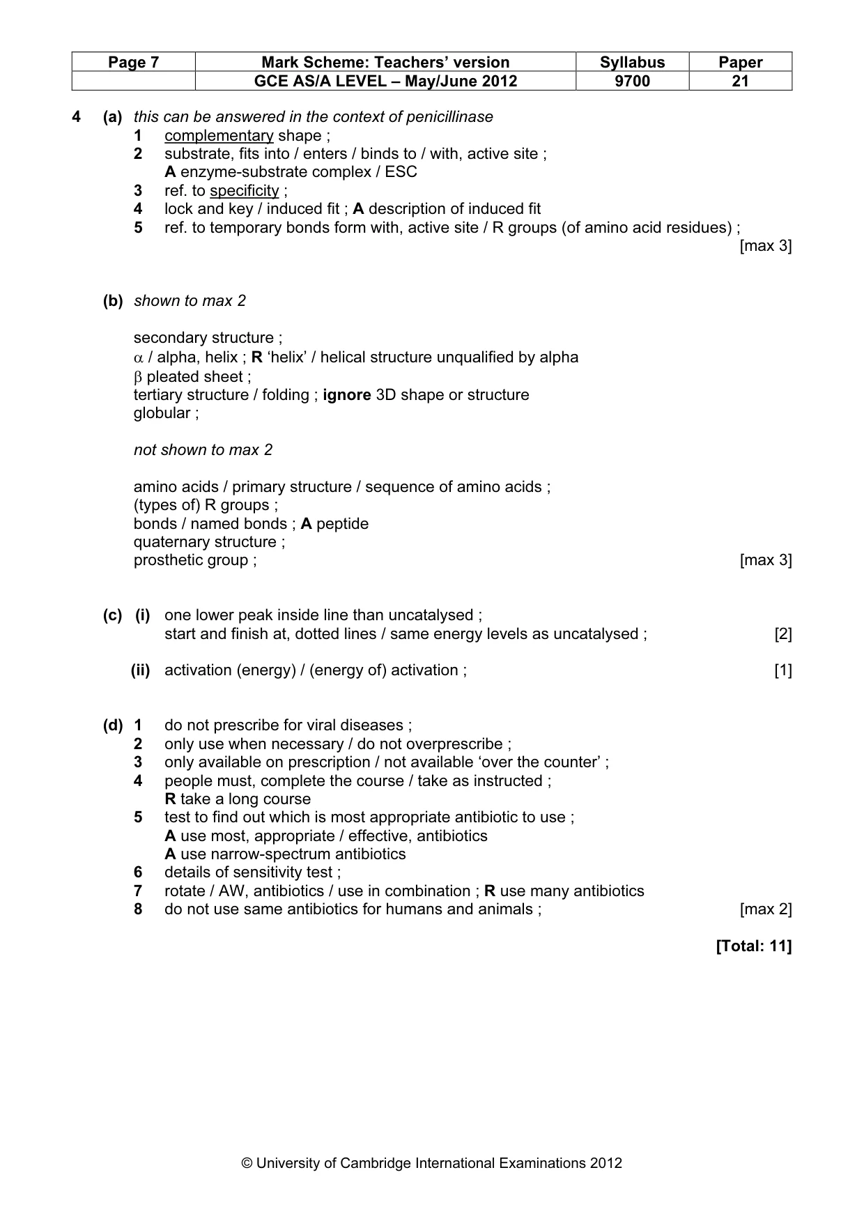 Mark scheme, page 7 of 9