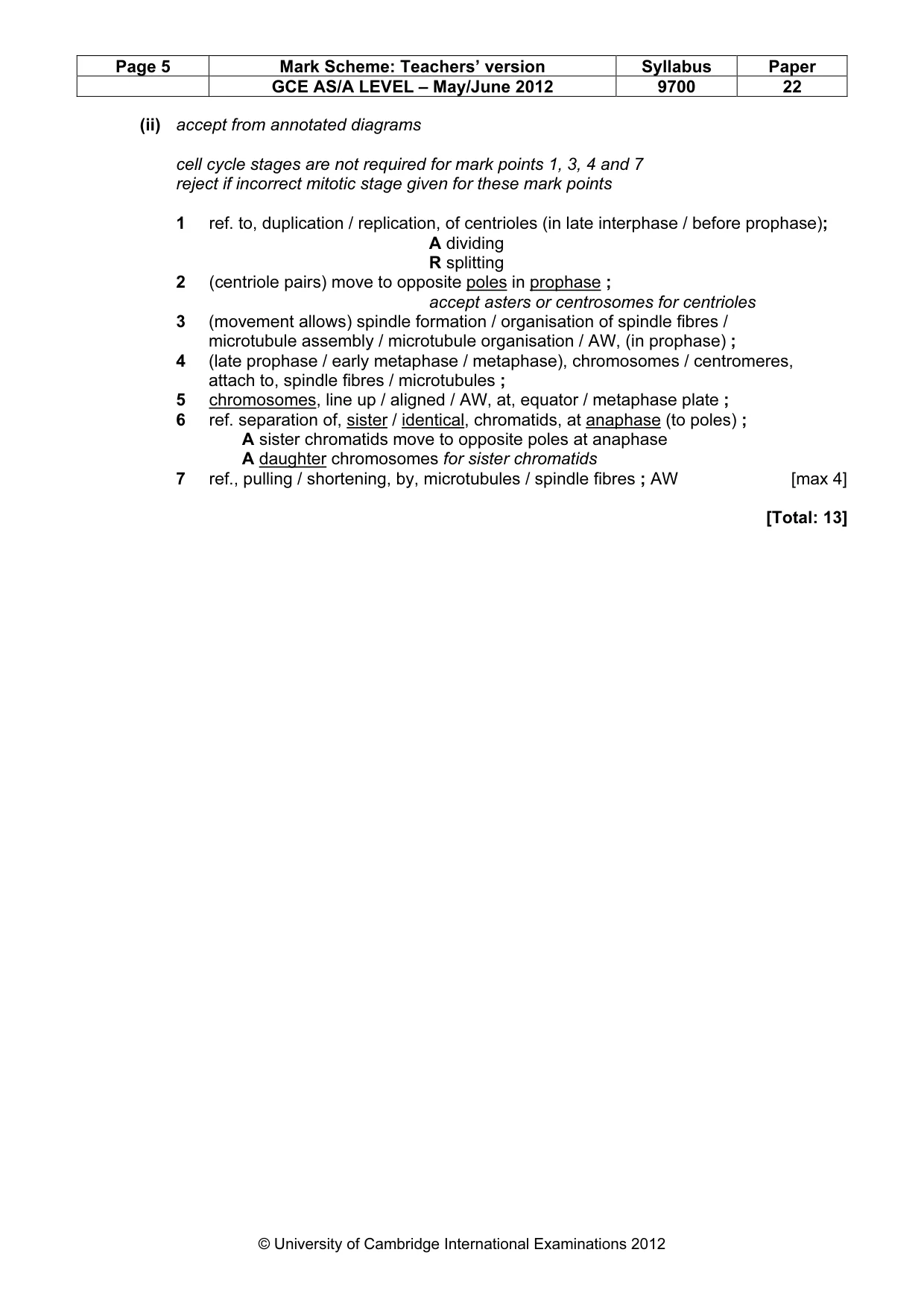 Mark scheme, page 5 of 10