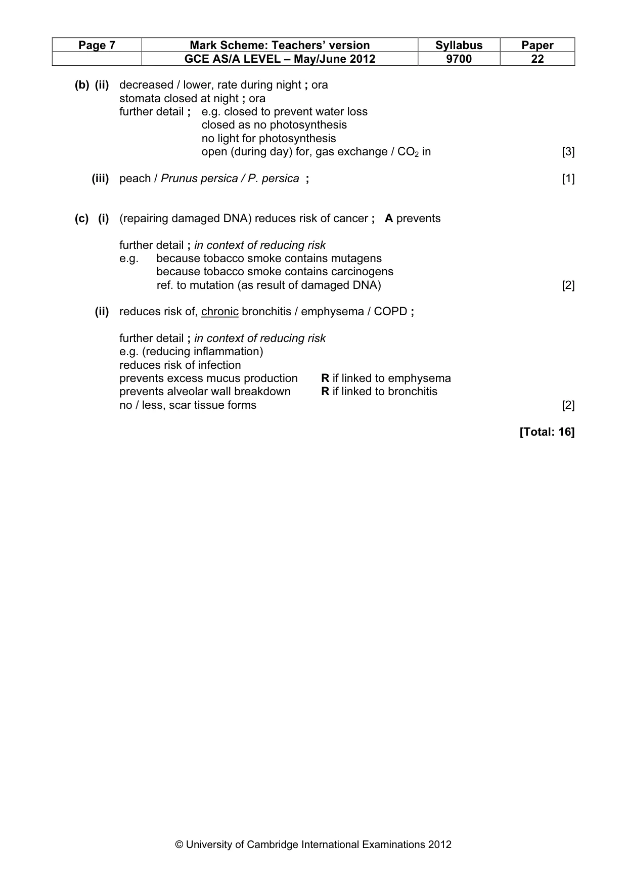 Mark scheme, page 7 of 10