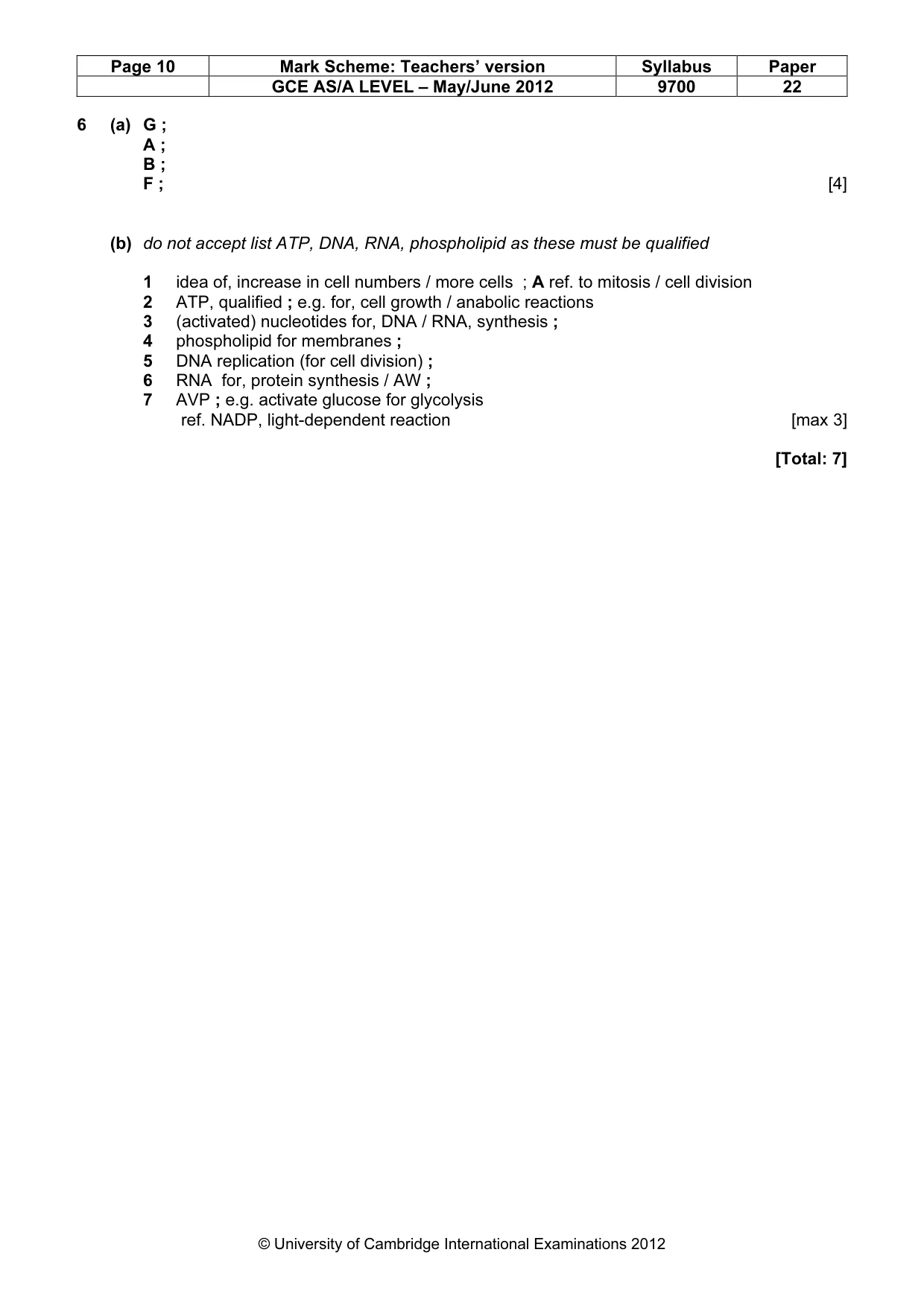 Mark scheme, page 10 of 10