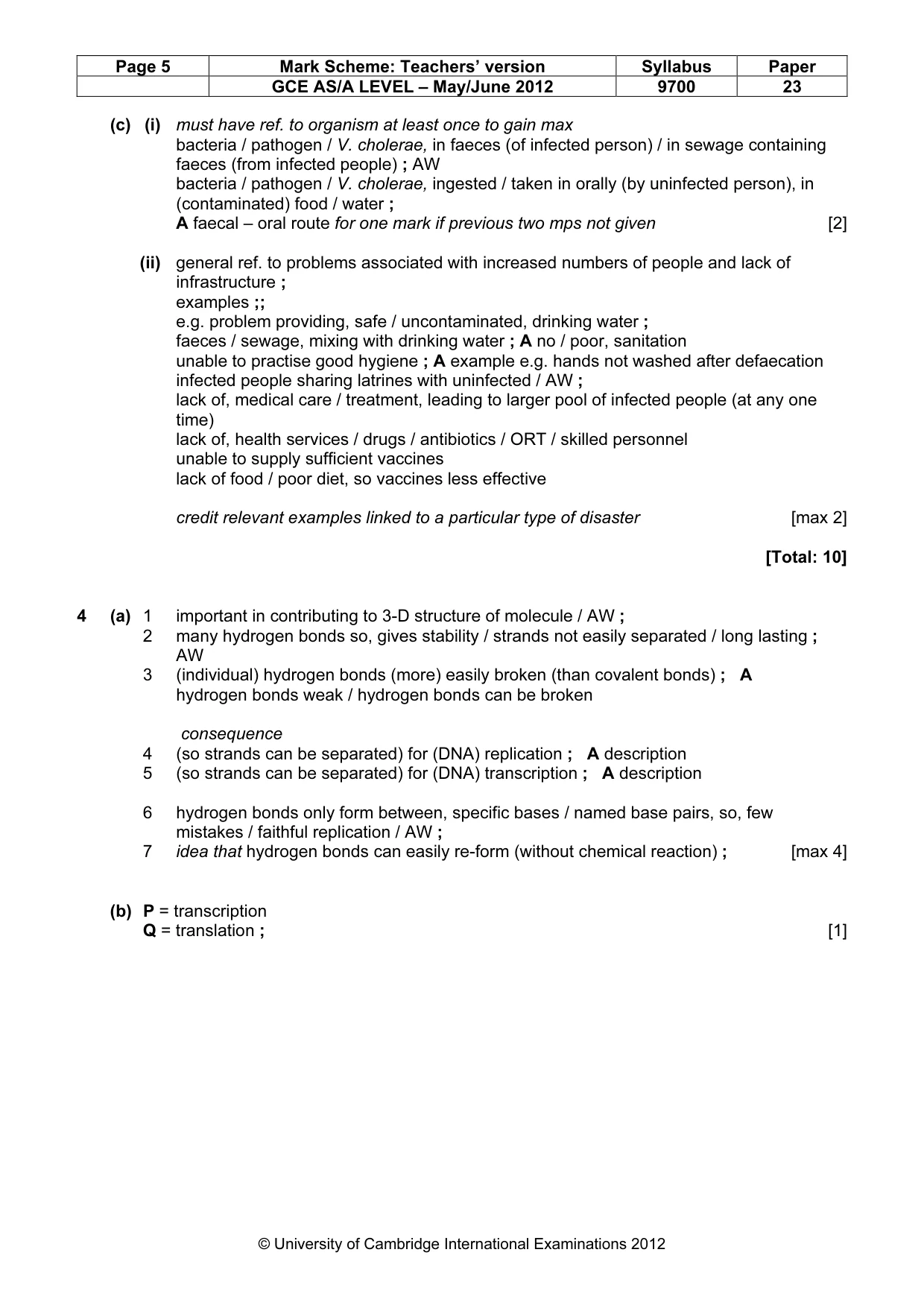 Mark scheme, page 5 of 7