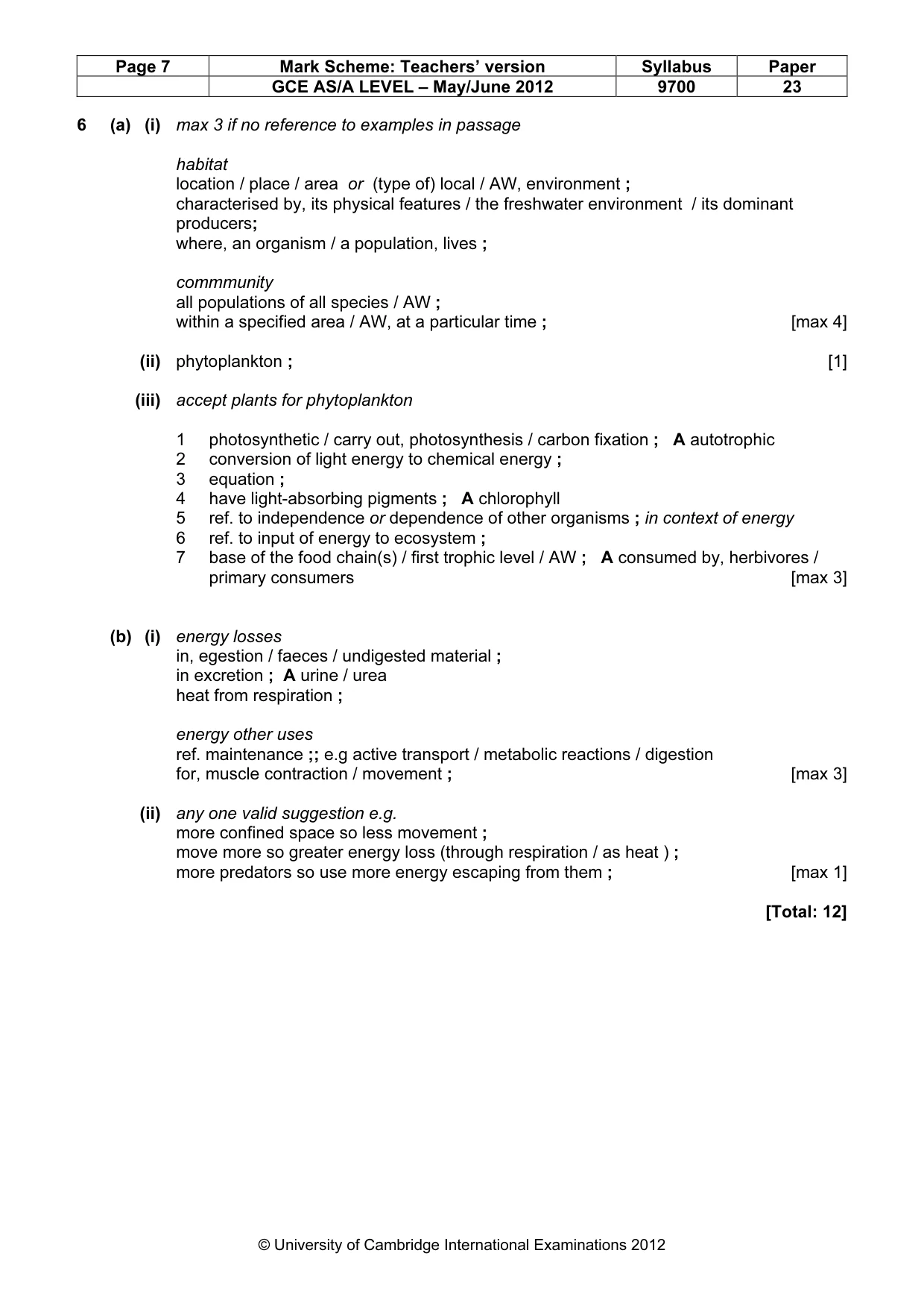 Mark scheme, page 7 of 7