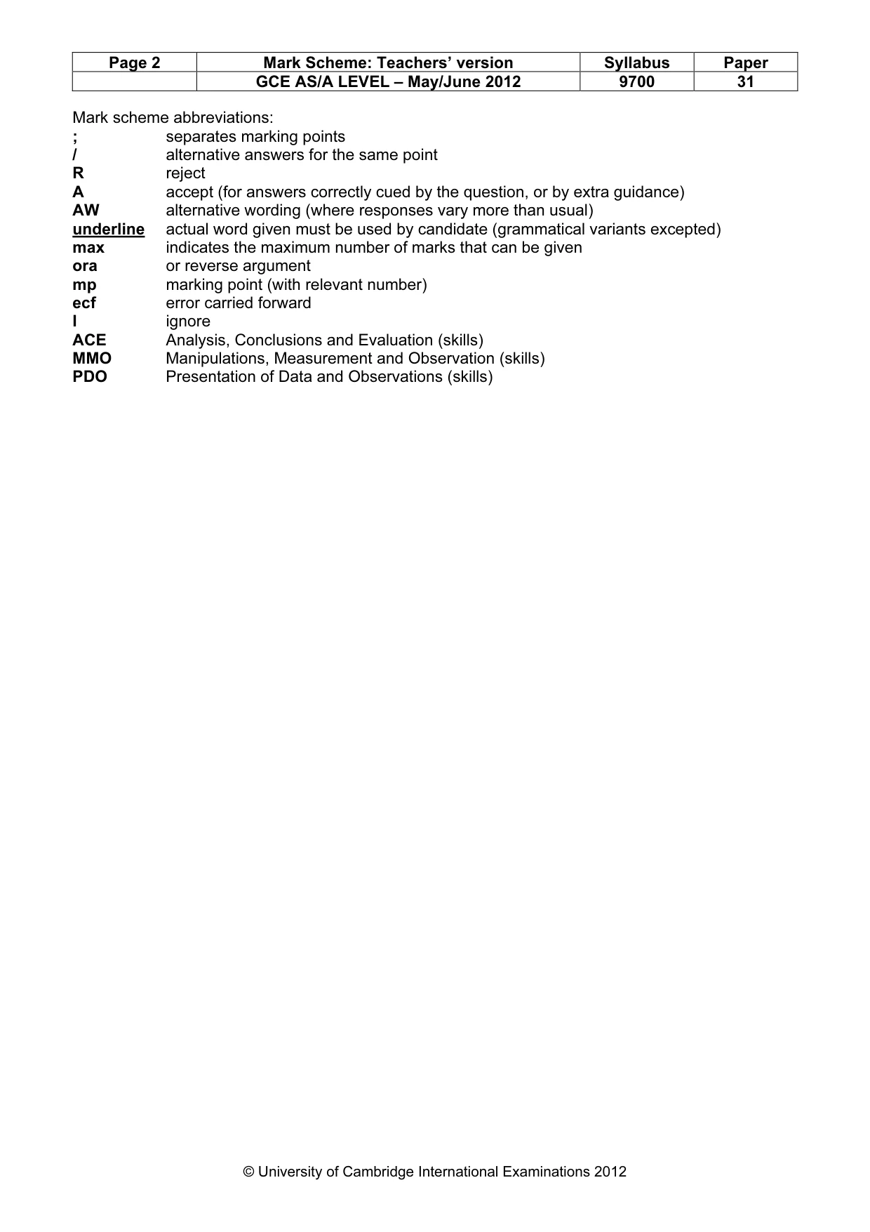 Mark scheme, page 2 of 9
