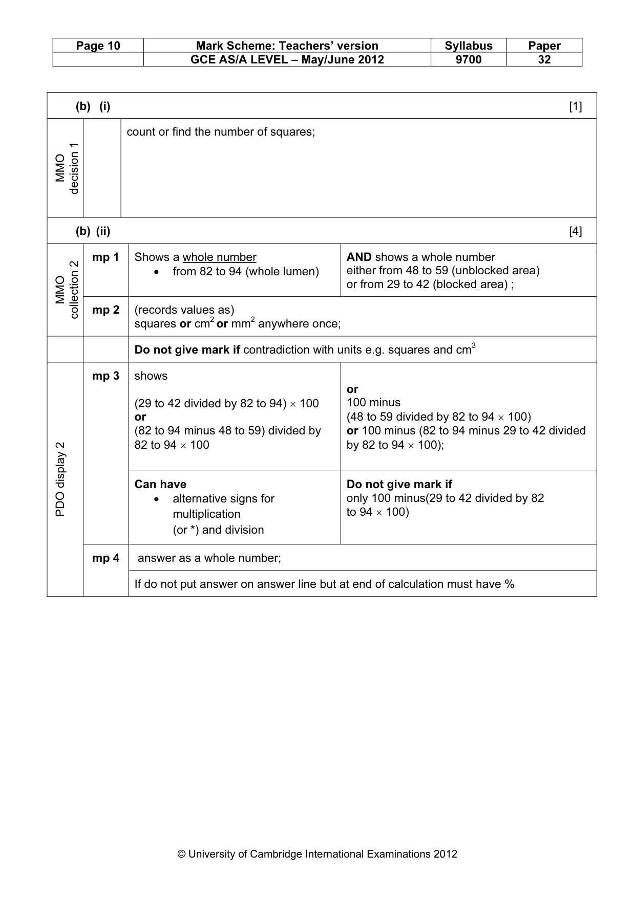 Mark scheme, page 10 of 12