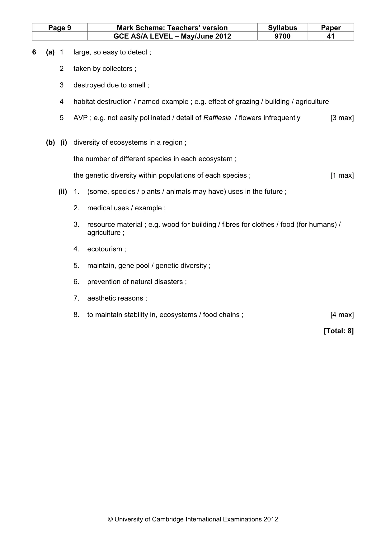 Mark scheme, page 9 of 16