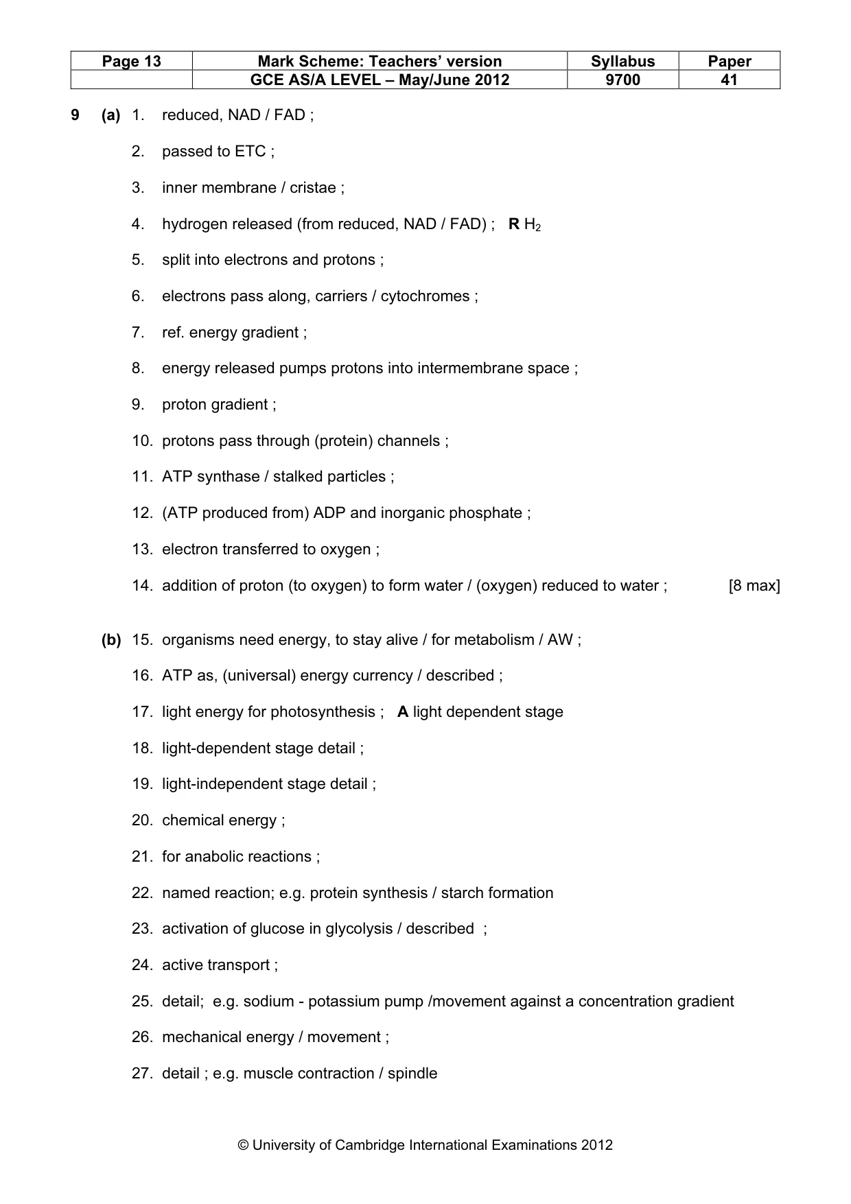 Mark scheme, page 13 of 16