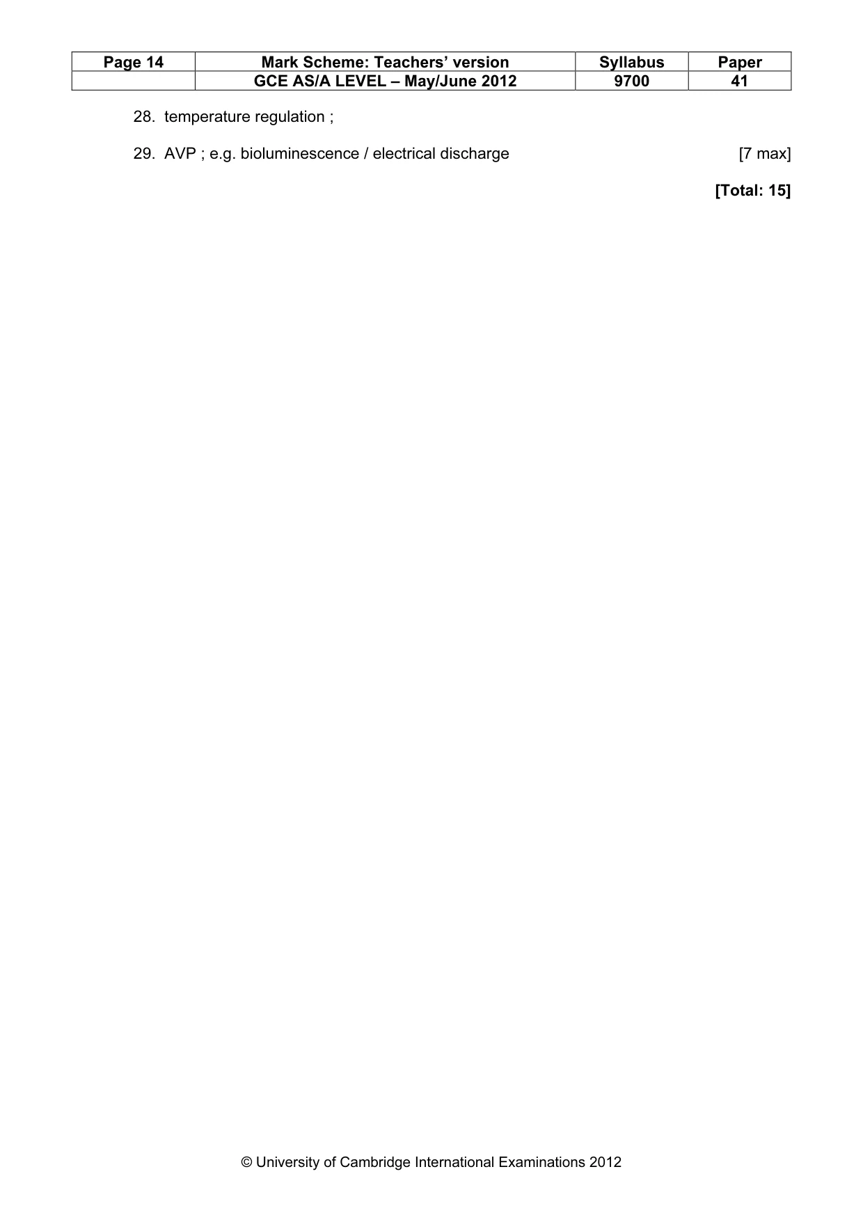 Mark scheme, page 14 of 16