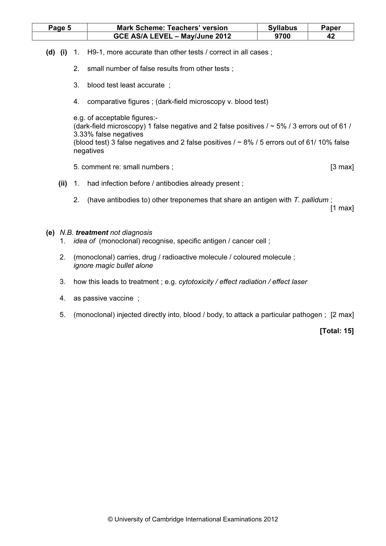 Mark scheme, page 5 of 14