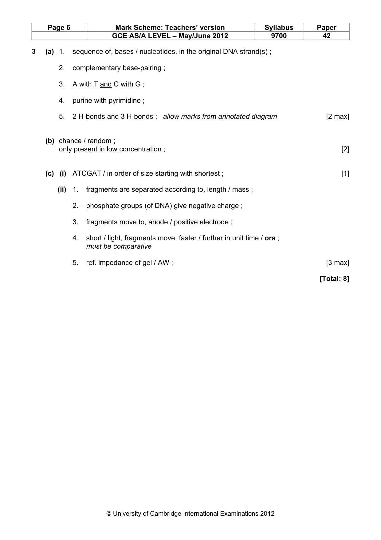 Mark scheme, page 6 of 14