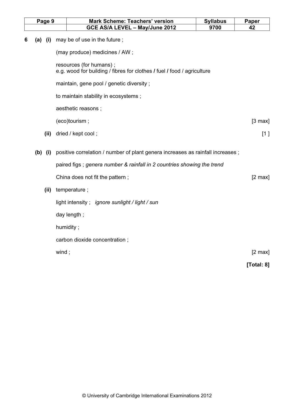 Mark scheme, page 9 of 14
