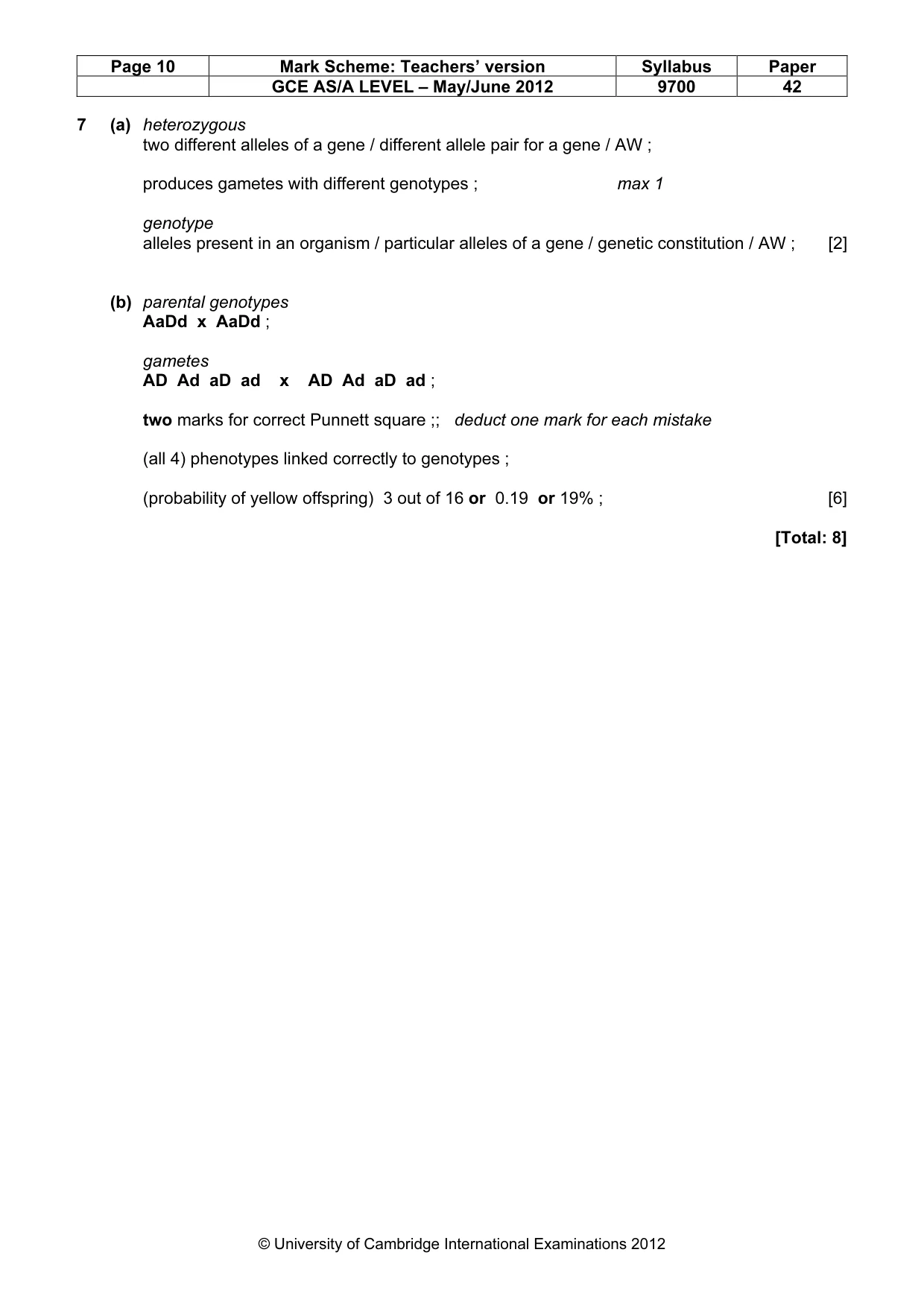Mark scheme, page 10 of 14