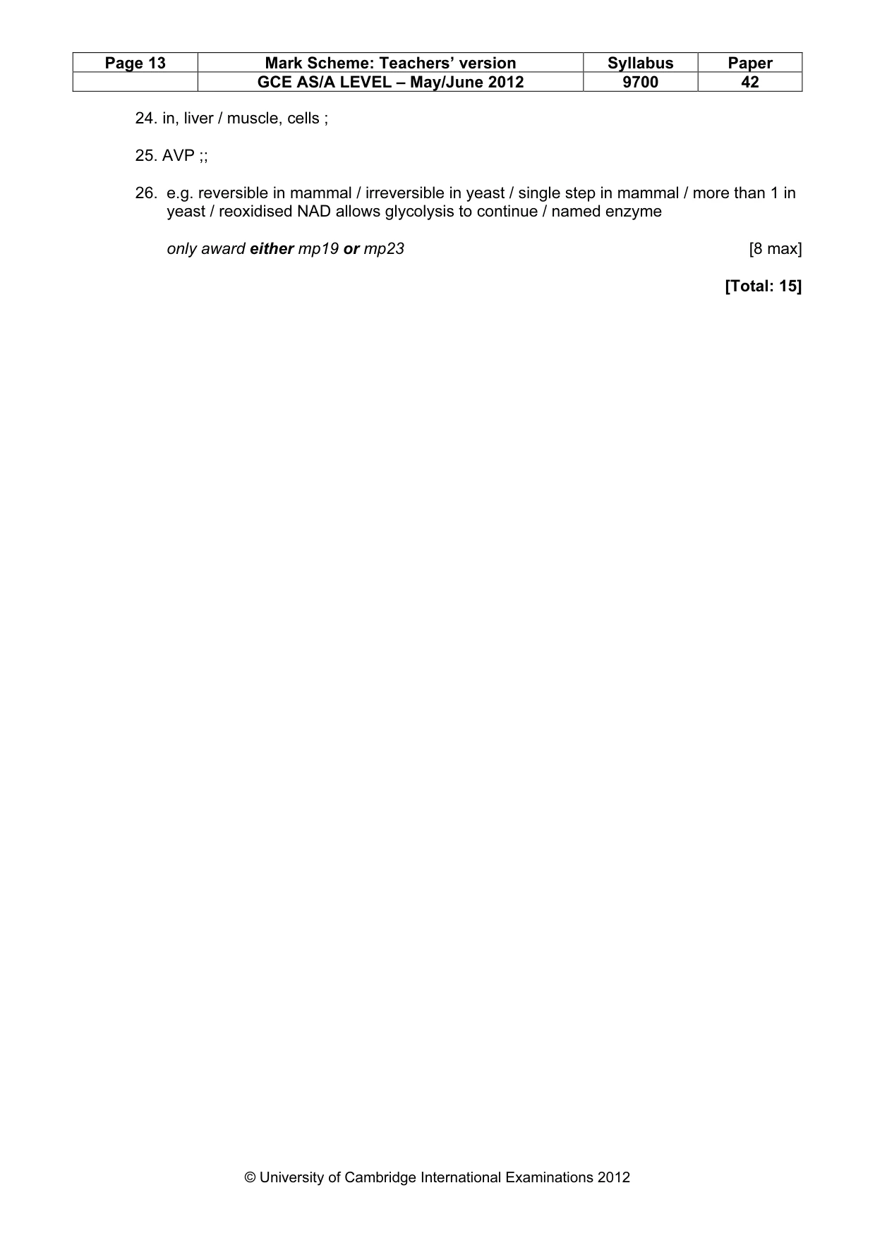 Mark scheme, page 13 of 14