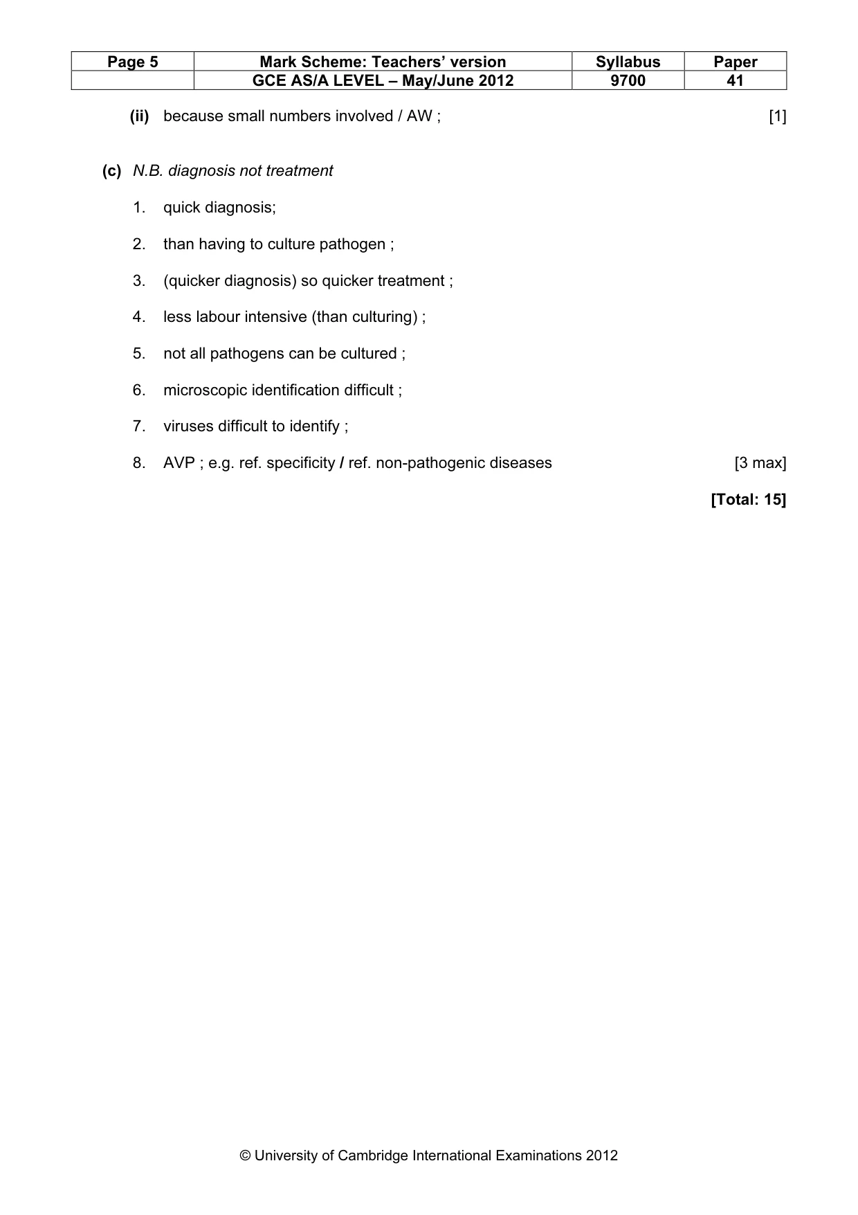 Mark scheme, page 5 of 16