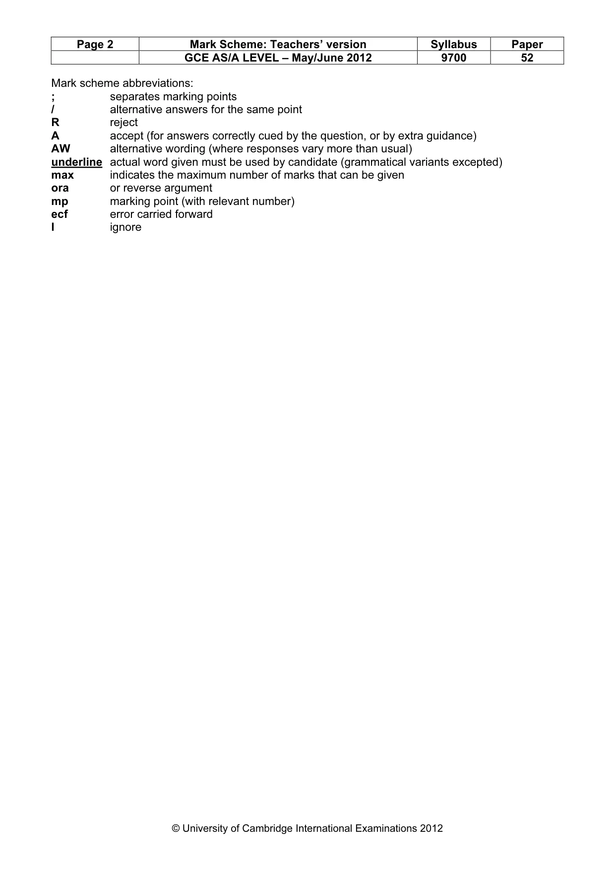 Mark scheme, page 2 of 6