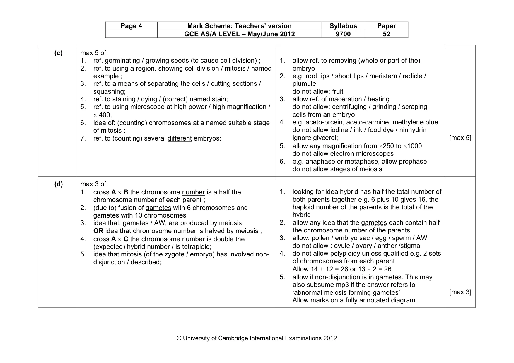 Mark scheme, page 4 of 6
