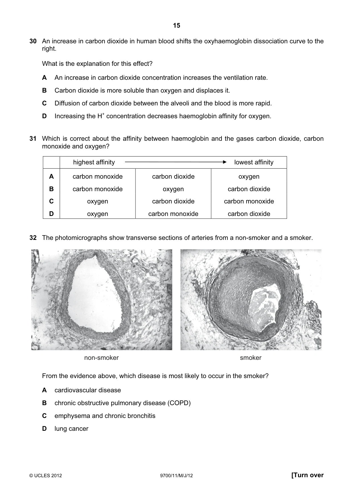 Cambridge A Level Biology 9700 2012 May/June Paper 1 · Variant 1 question paper, page 15 of 20