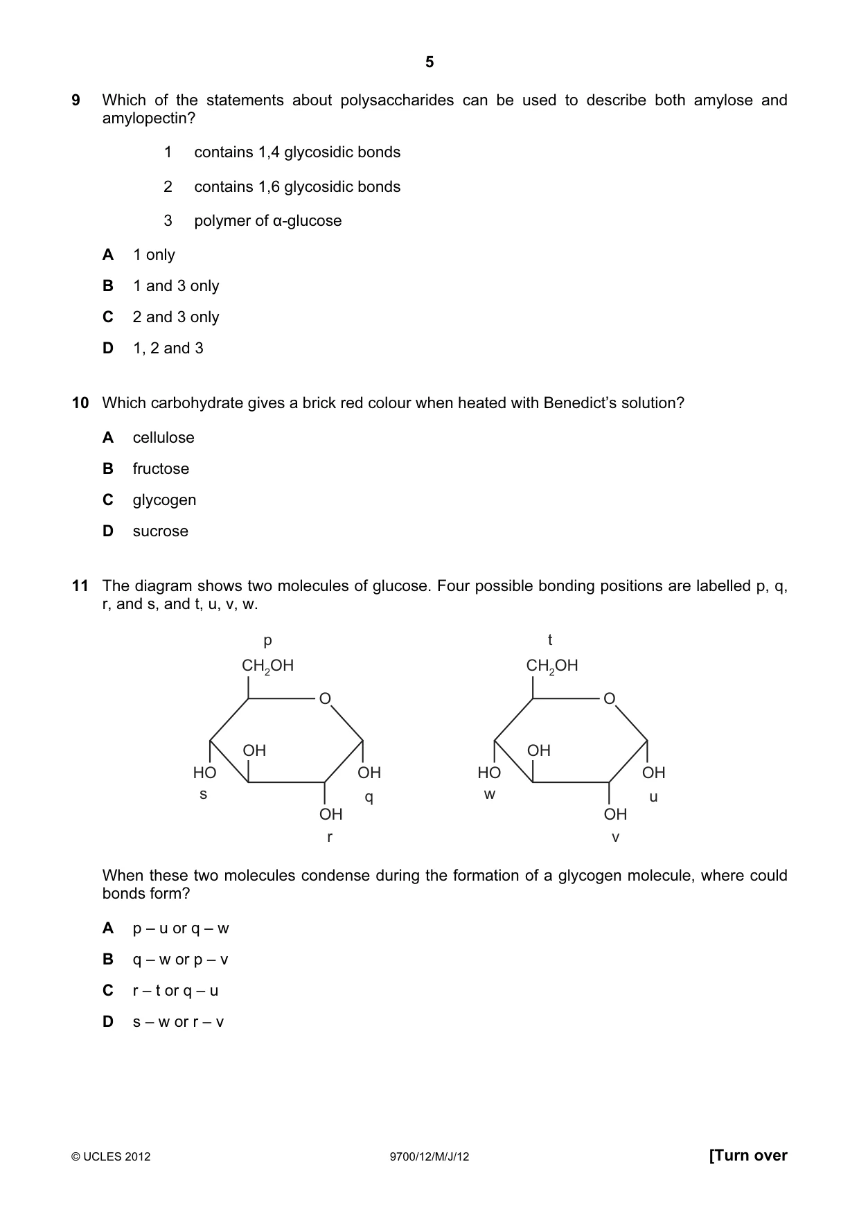 Cambridge A Level Biology 9700 2012 May/June Paper 1 · Variant 2 question paper, page 5 of 20