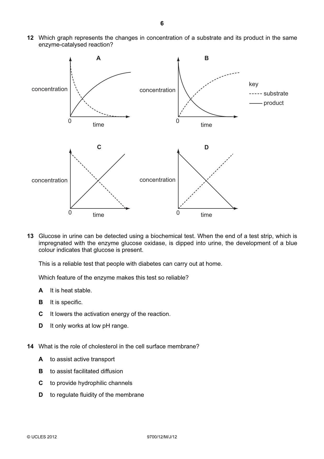 Cambridge A Level Biology 9700 2012 May/June Paper 1 · Variant 2 question paper, page 6 of 20