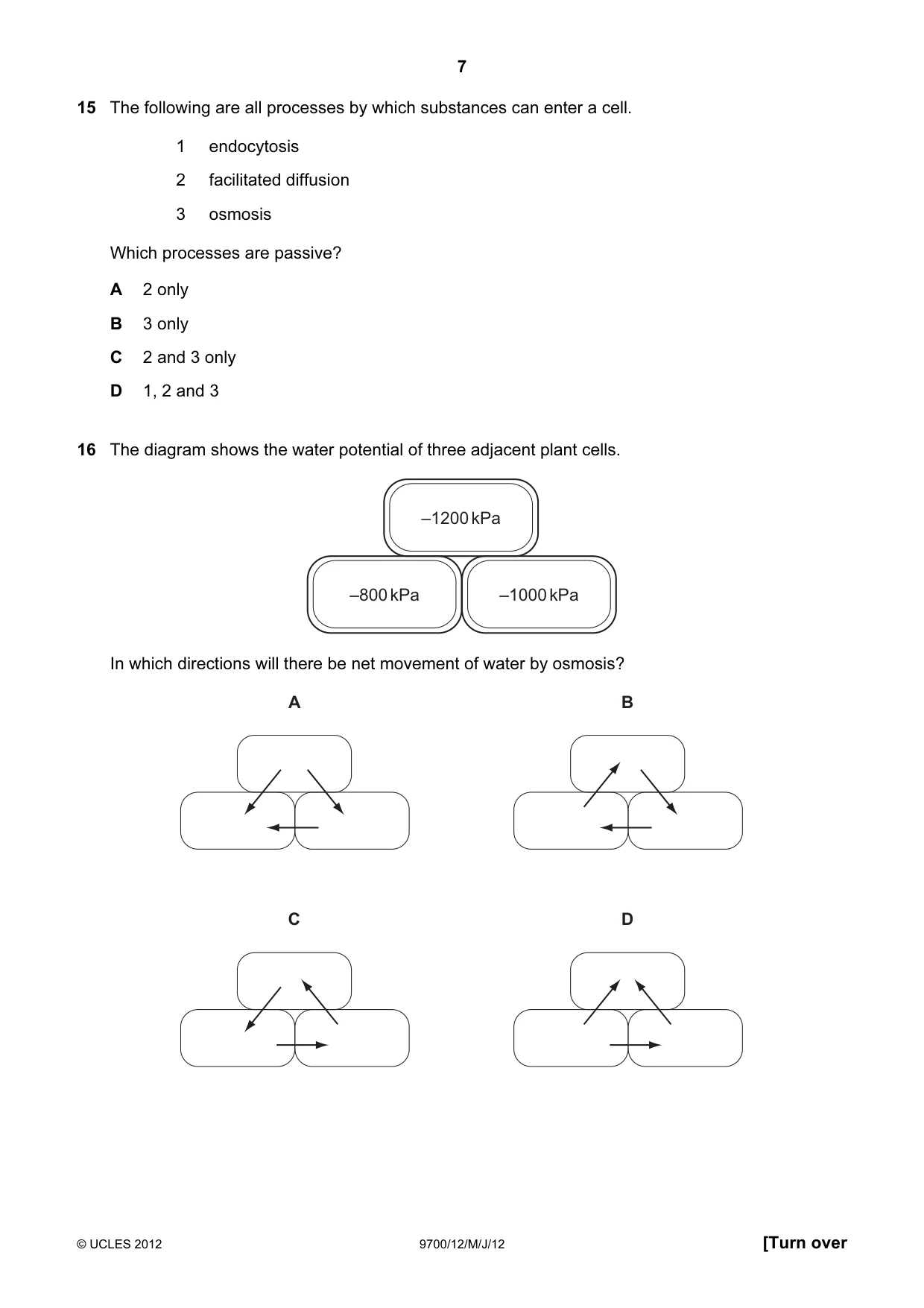 Cambridge A Level Biology 9700 2012 May/June Paper 1 · Variant 2 question paper, page 7 of 20