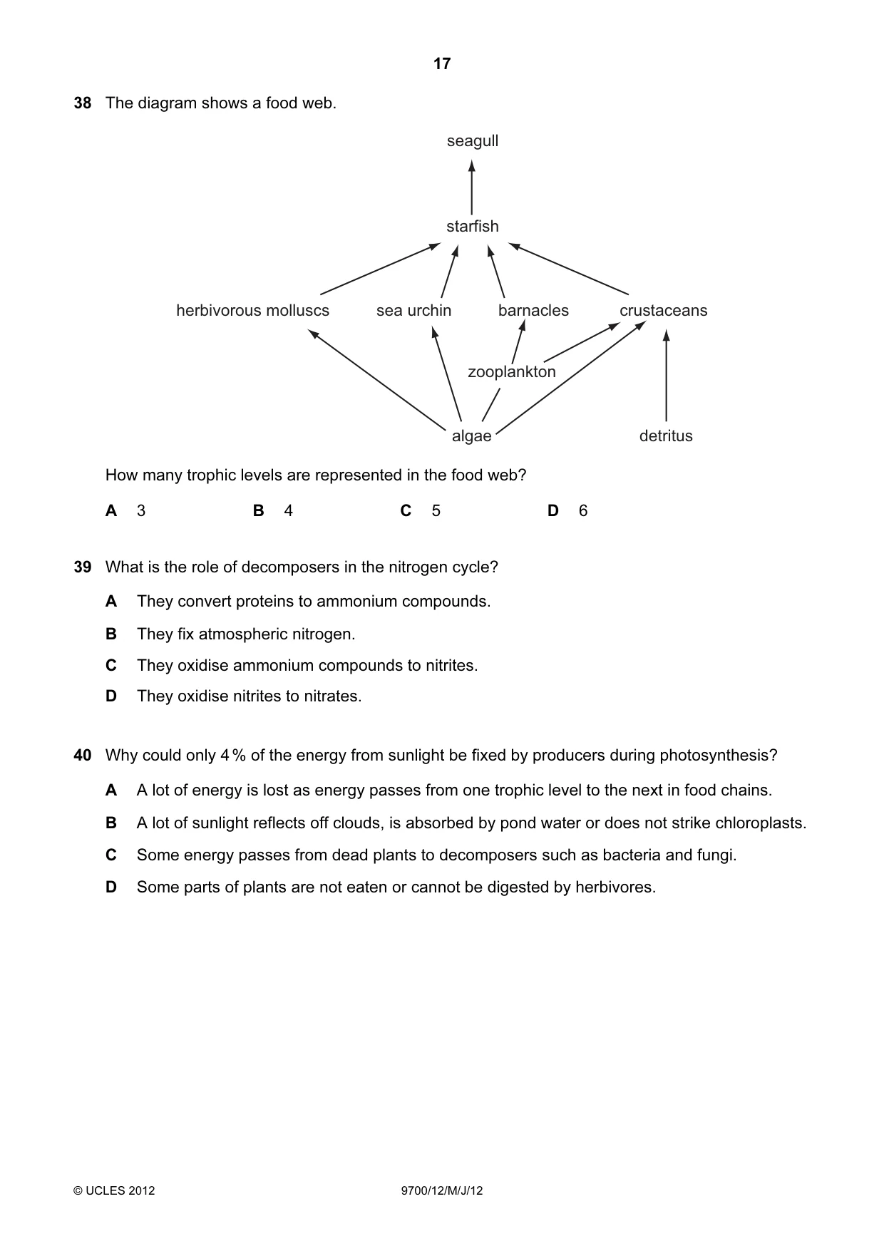 Cambridge A Level Biology 9700 2012 May/June Paper 1 · Variant 2 question paper, page 17 of 20