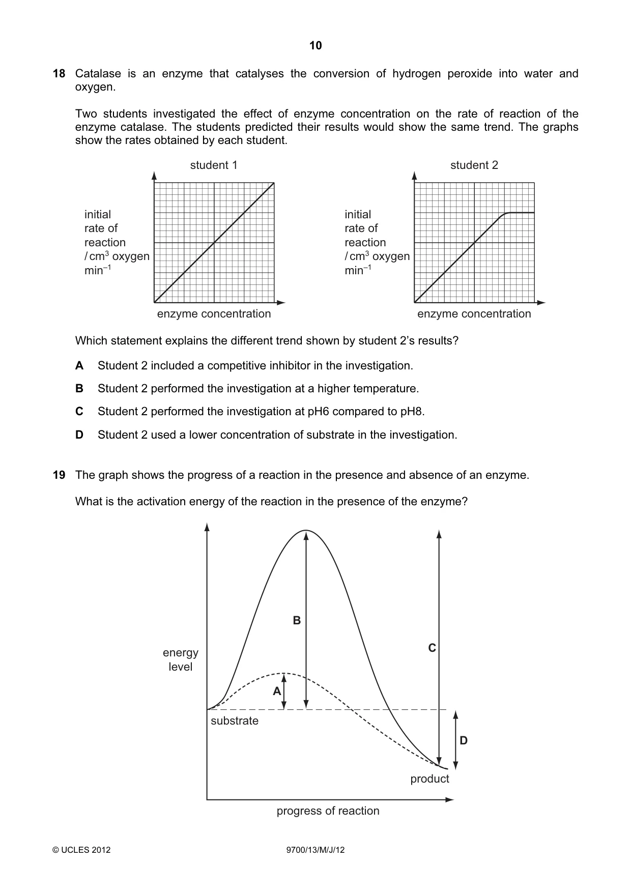 Cambridge A Level Biology 9700 2012 May/June Paper 1 · Variant 3 question paper, page 10 of 20