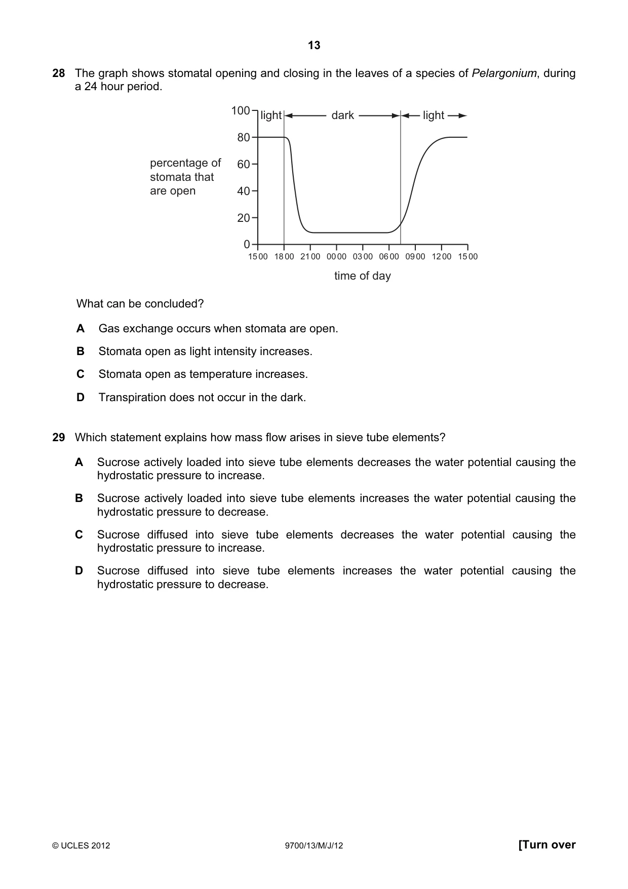 Cambridge A Level Biology 9700 2012 May/June Paper 1 · Variant 3 question paper, page 13 of 20