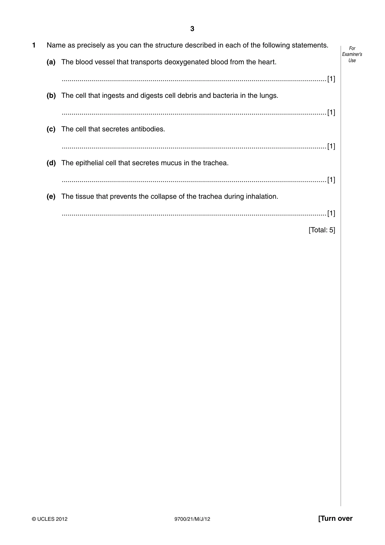 Cambridge A Level Biology 9700 2012 May/June Paper 2 · Variant 1 question paper, page 3 of 20
