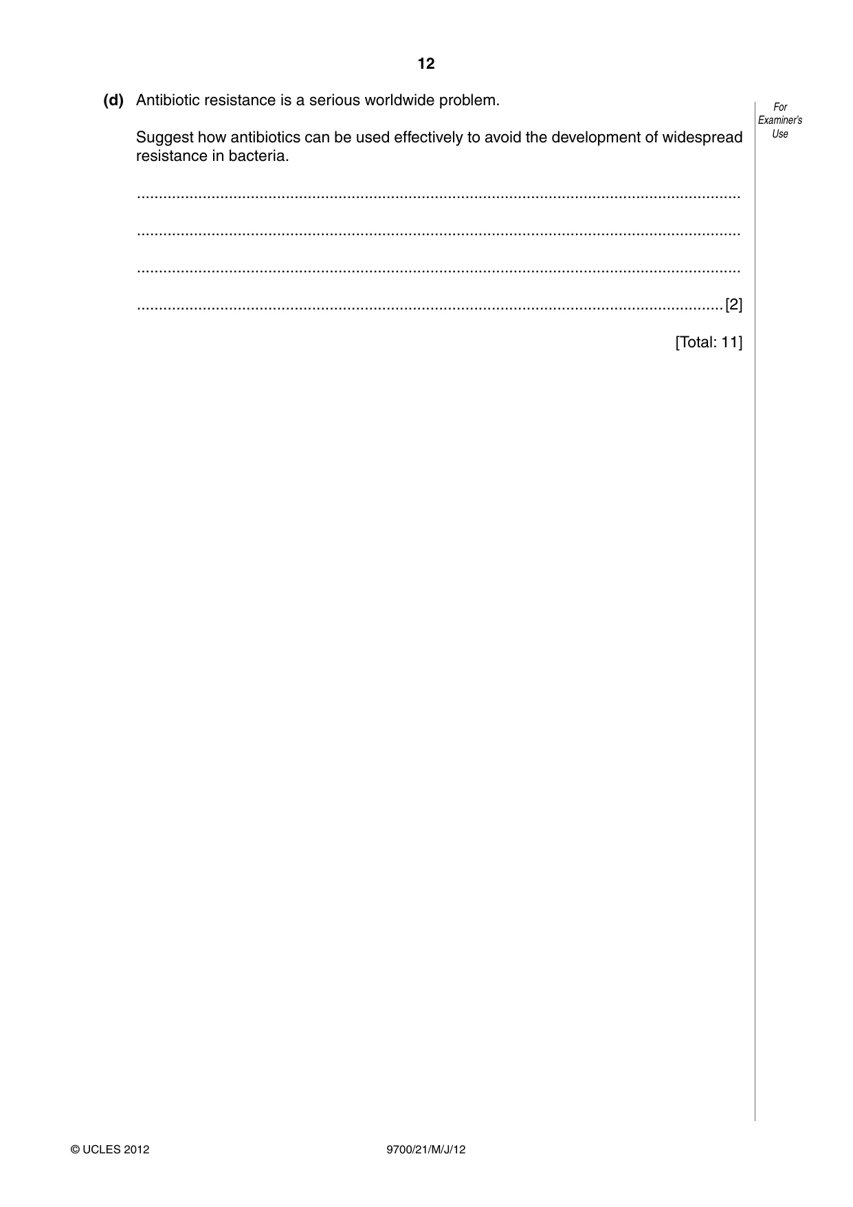 Cambridge A Level Biology 9700 2012 May/June Paper 2 · Variant 1 question paper, page 12 of 20
