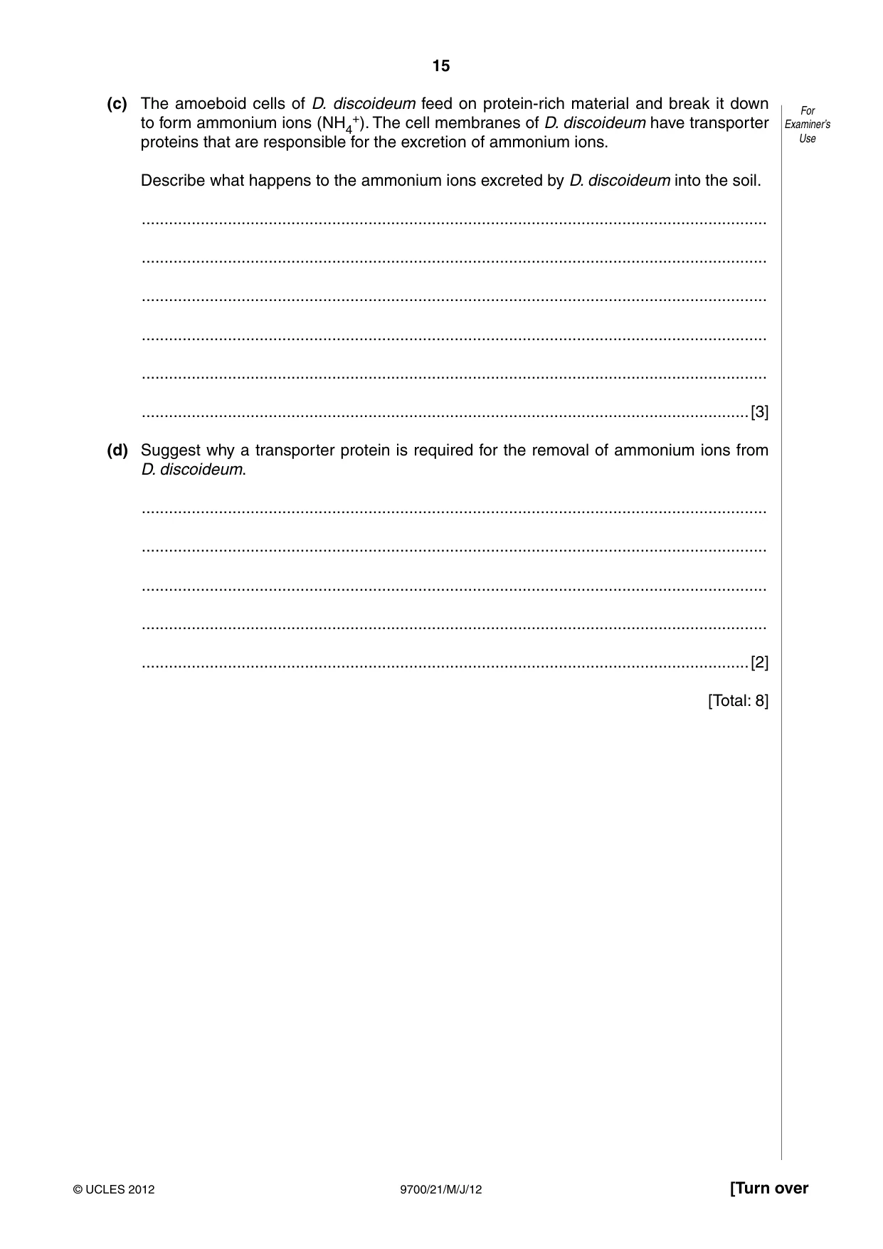 Cambridge A Level Biology 9700 2012 May/June Paper 2 · Variant 1 question paper, page 15 of 20