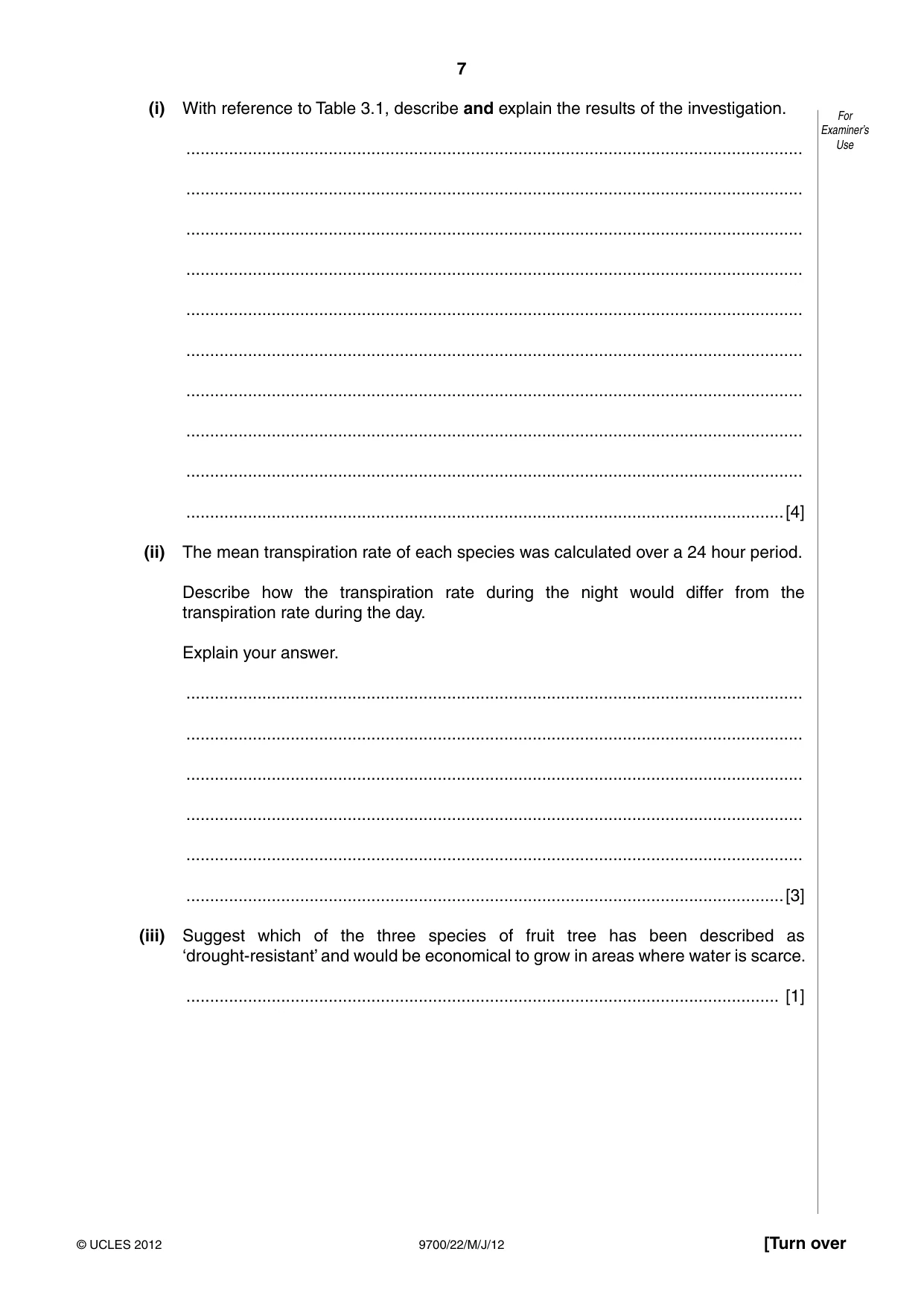 Cambridge A Level Biology 9700 2012 May/June Paper 2 · Variant 2 question paper, page 7 of 16