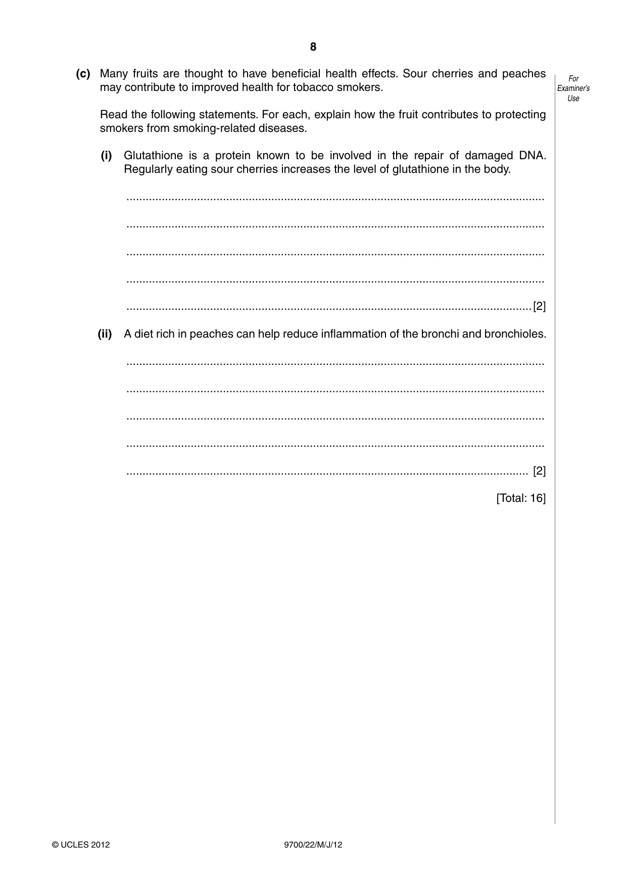 Cambridge A Level Biology 9700 2012 May/June Paper 2 · Variant 2 question paper, page 8 of 16