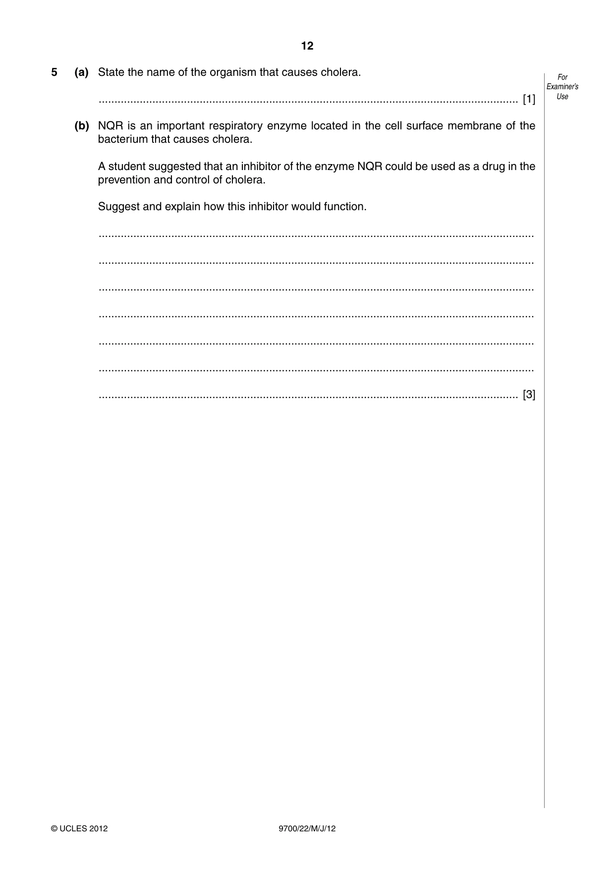 Cambridge A Level Biology 9700 2012 May/June Paper 2 · Variant 2 question paper, page 12 of 16
