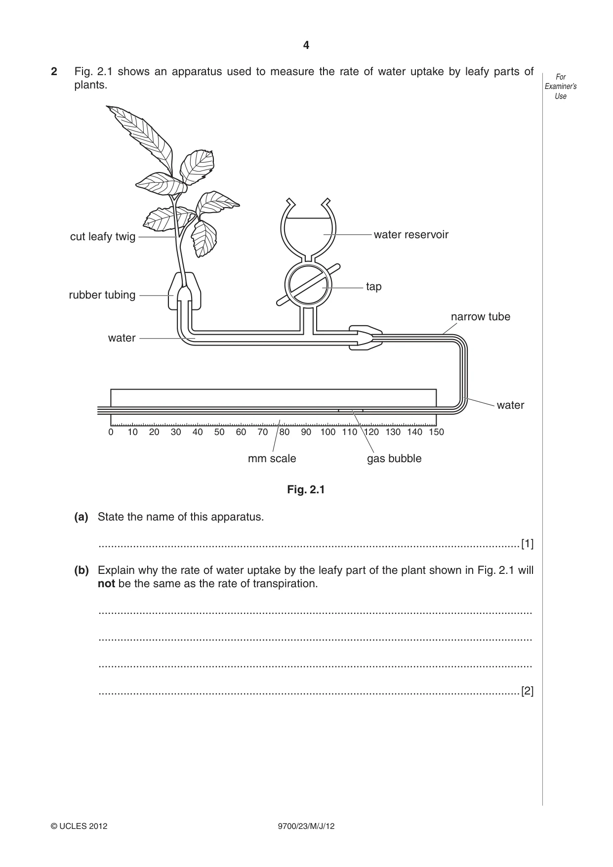 Cambridge A Level Biology 9700 2012 May/June Paper 2 · Variant 3 question paper, page 4 of 16