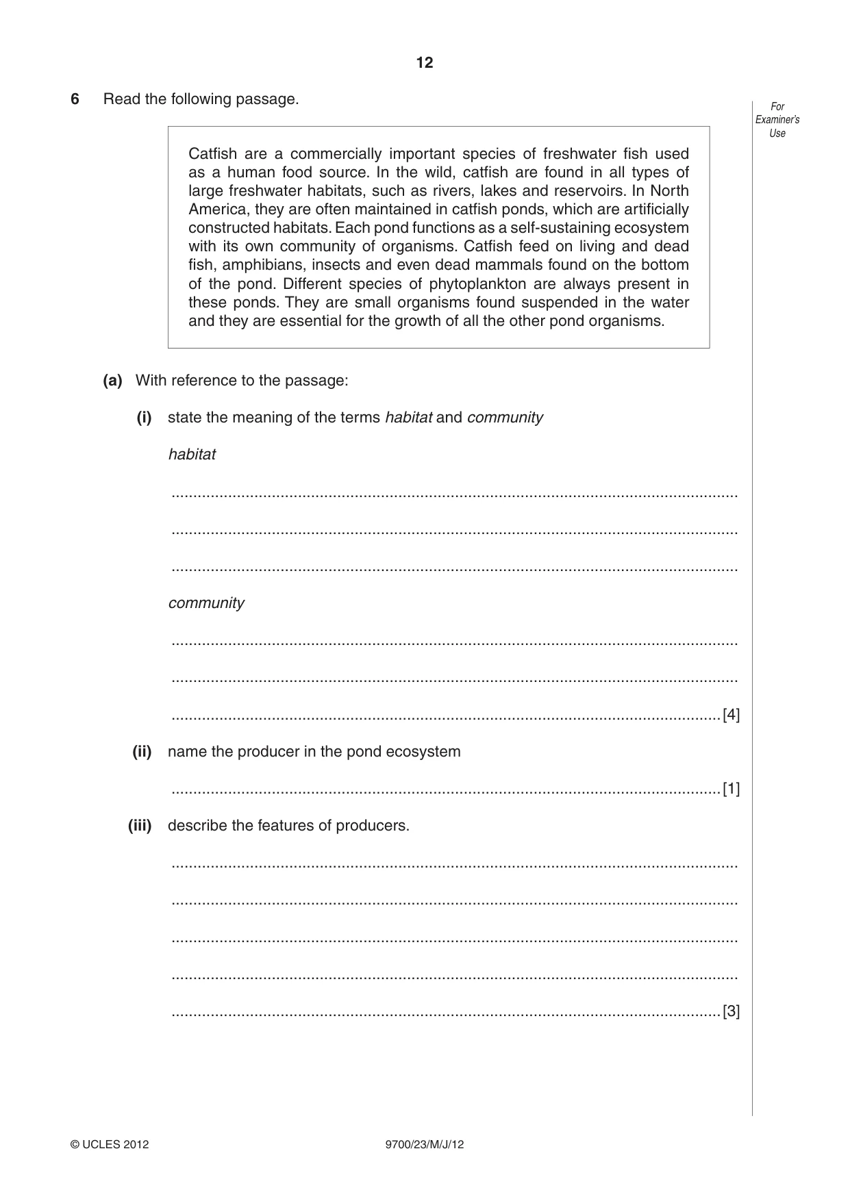 Cambridge A Level Biology 9700 2012 May/June Paper 2 · Variant 3 question paper, page 12 of 16