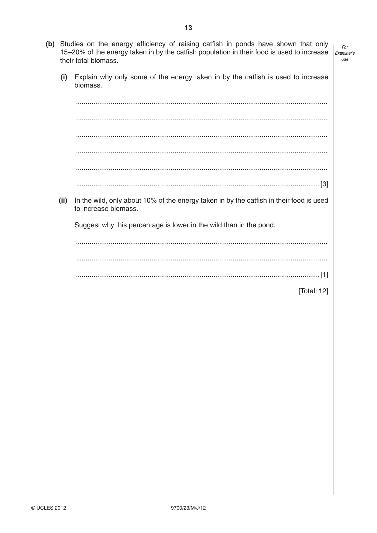 Cambridge A Level Biology 9700 2012 May/June Paper 2 · Variant 3 question paper, page 13 of 16