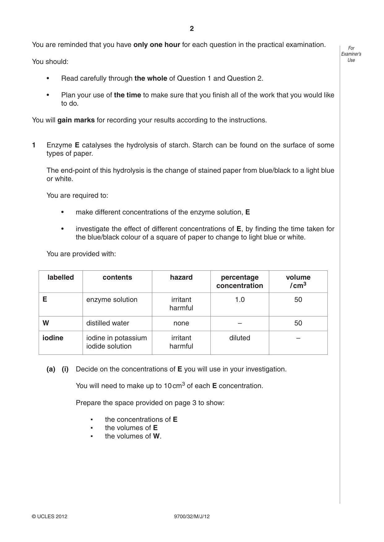 Cambridge A Level Biology 9700 2012 May/June Paper 3 · Variant 2 question paper, page 2 of 16