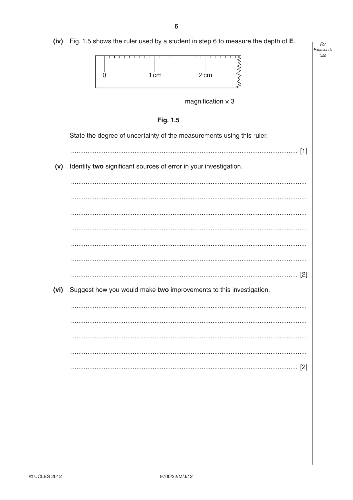 Cambridge A Level Biology 9700 2012 May/June Paper 3 · Variant 2 question paper, page 6 of 16