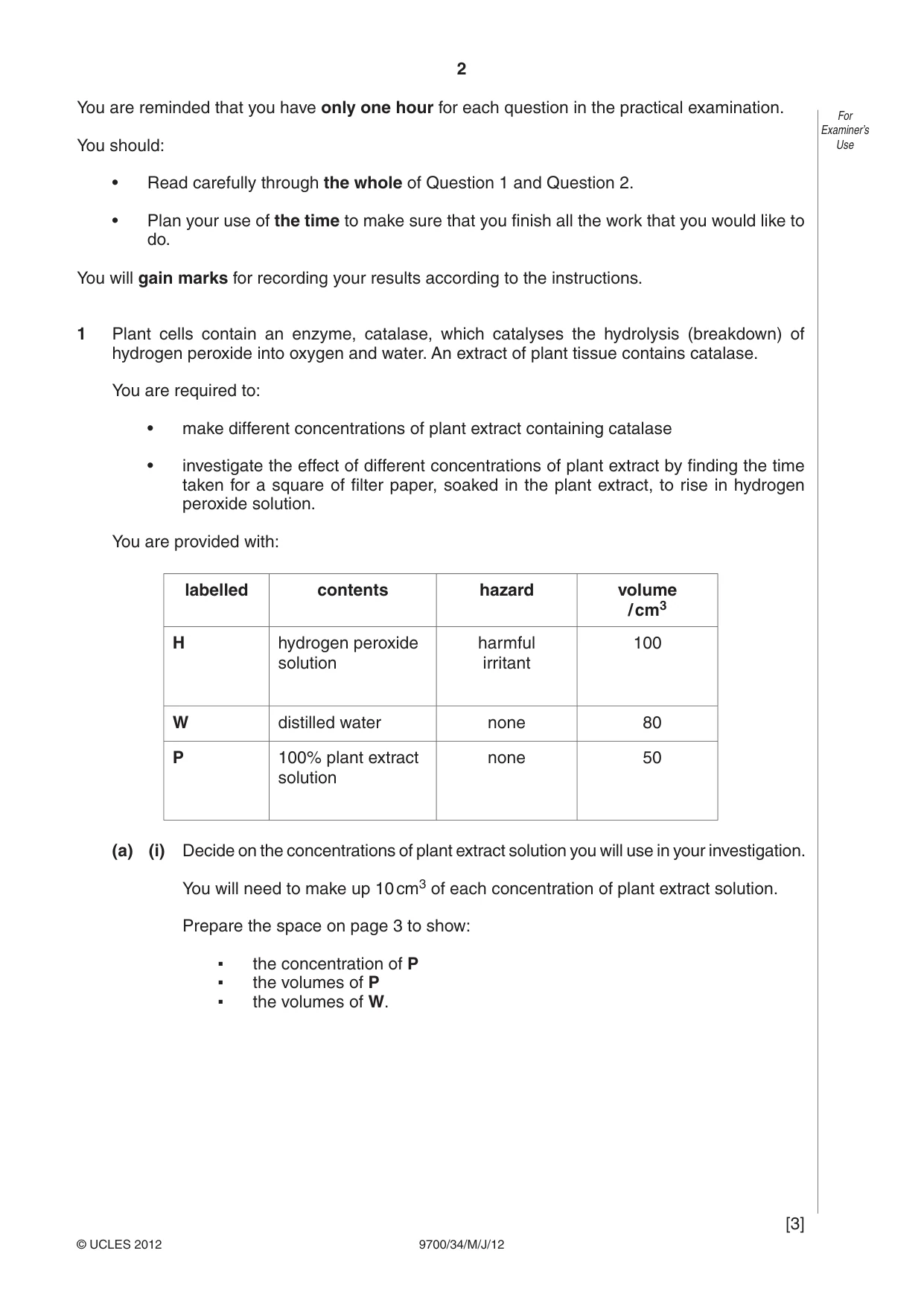 Cambridge A Level Biology 9700 2012 May/June Paper 3 · Variant 4 question paper, page 2 of 12