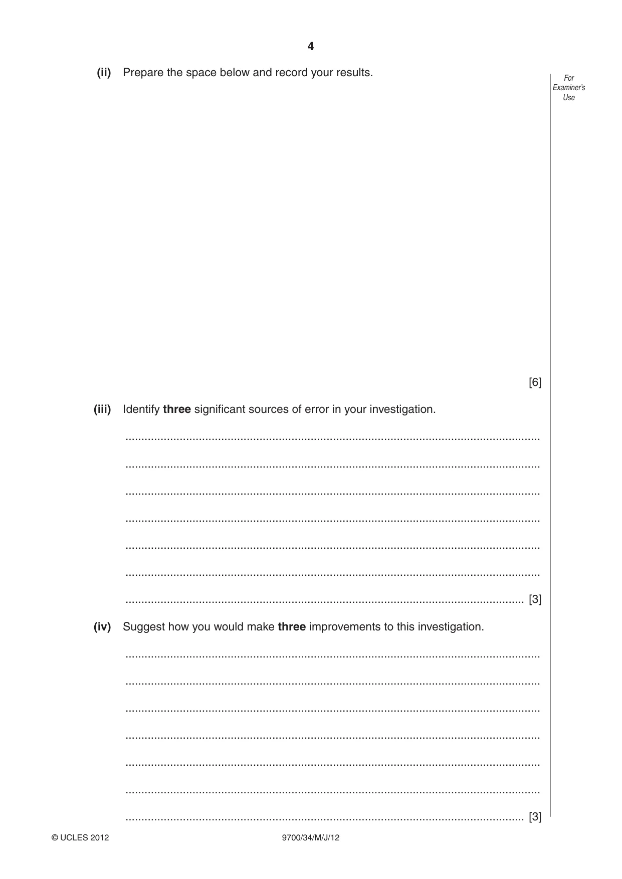 Cambridge A Level Biology 9700 2012 May/June Paper 3 · Variant 4 question paper, page 4 of 12