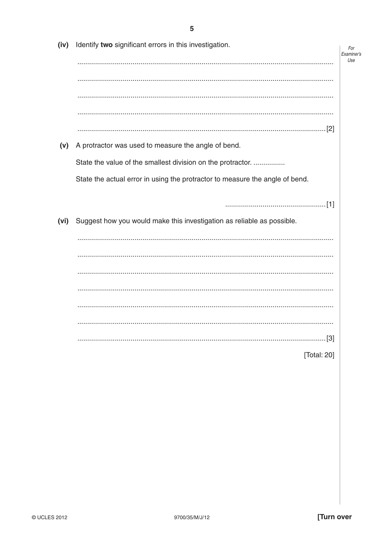 Cambridge A Level Biology 9700 2012 May/June Paper 3 · Variant 5 question paper, page 5 of 12
