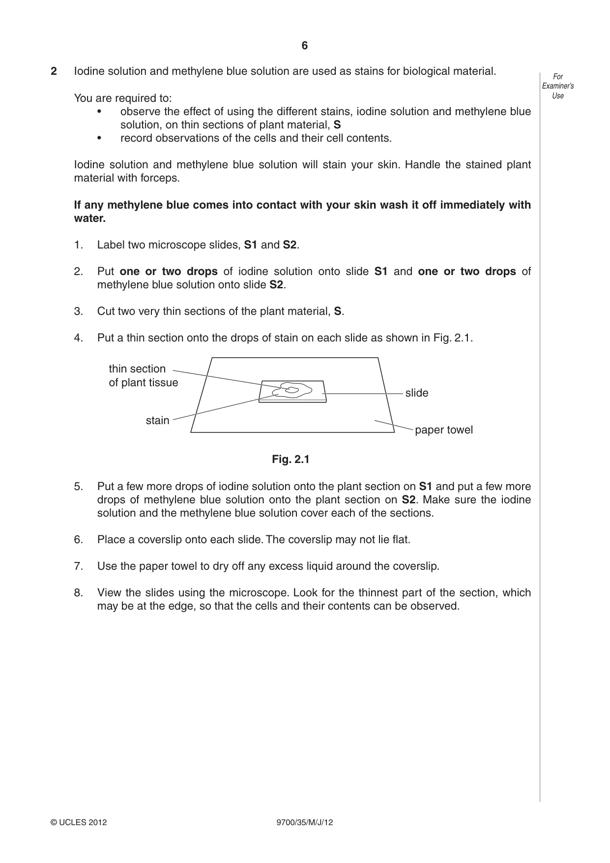 Cambridge A Level Biology 9700 2012 May/June Paper 3 · Variant 5 question paper, page 6 of 12