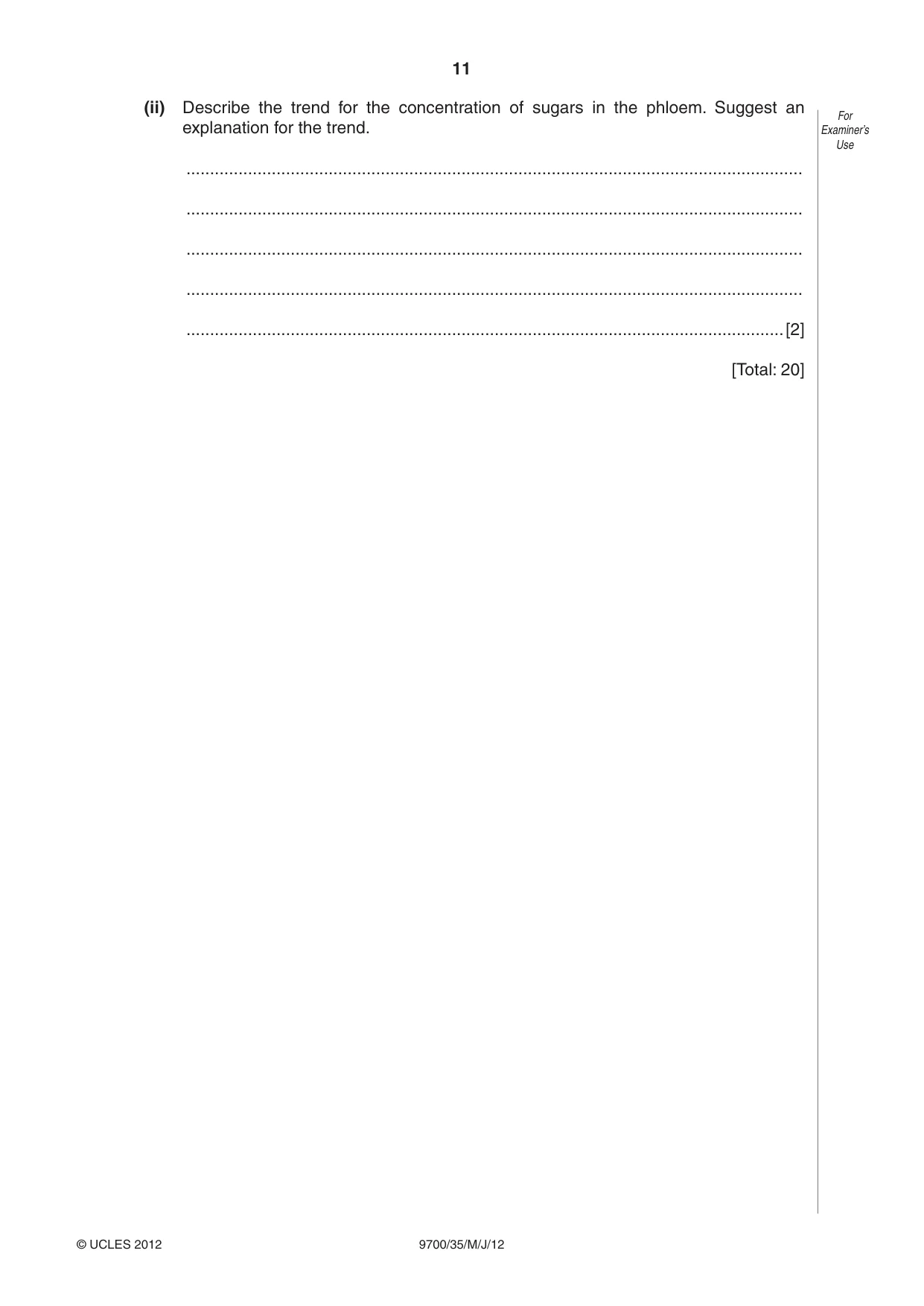 Cambridge A Level Biology 9700 2012 May/June Paper 3 · Variant 5 question paper, page 11 of 12