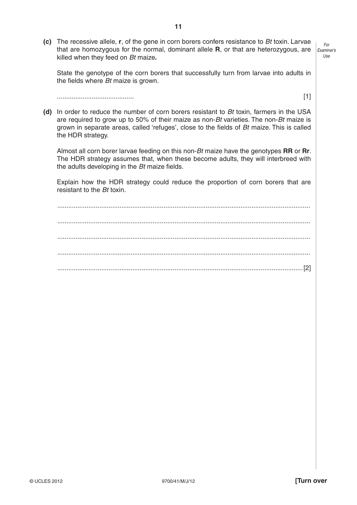 Cambridge A Level Biology 9700 2012 May/June Paper 4 · Variant 1 question paper, page 11 of 28