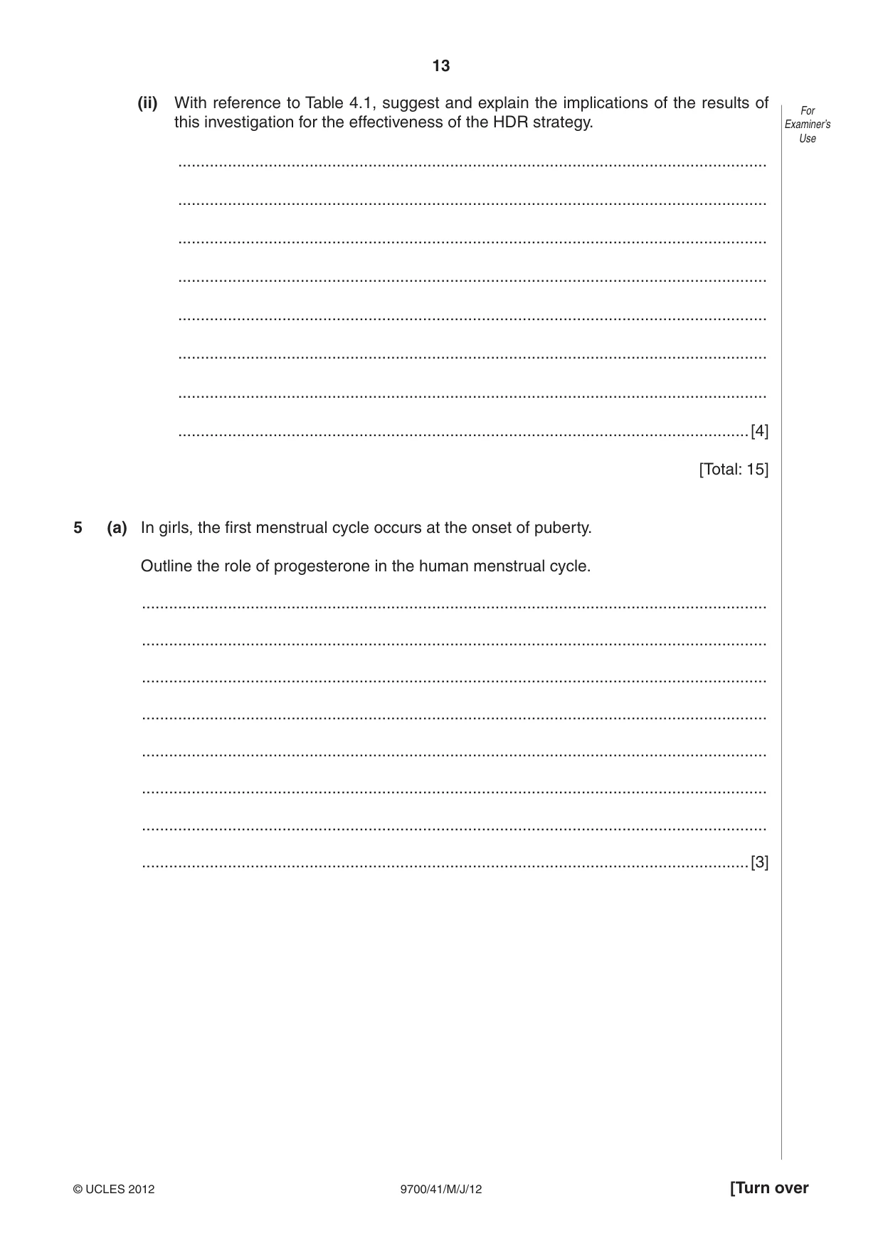 Cambridge A Level Biology 9700 2012 May/June Paper 4 · Variant 1 question paper, page 13 of 28