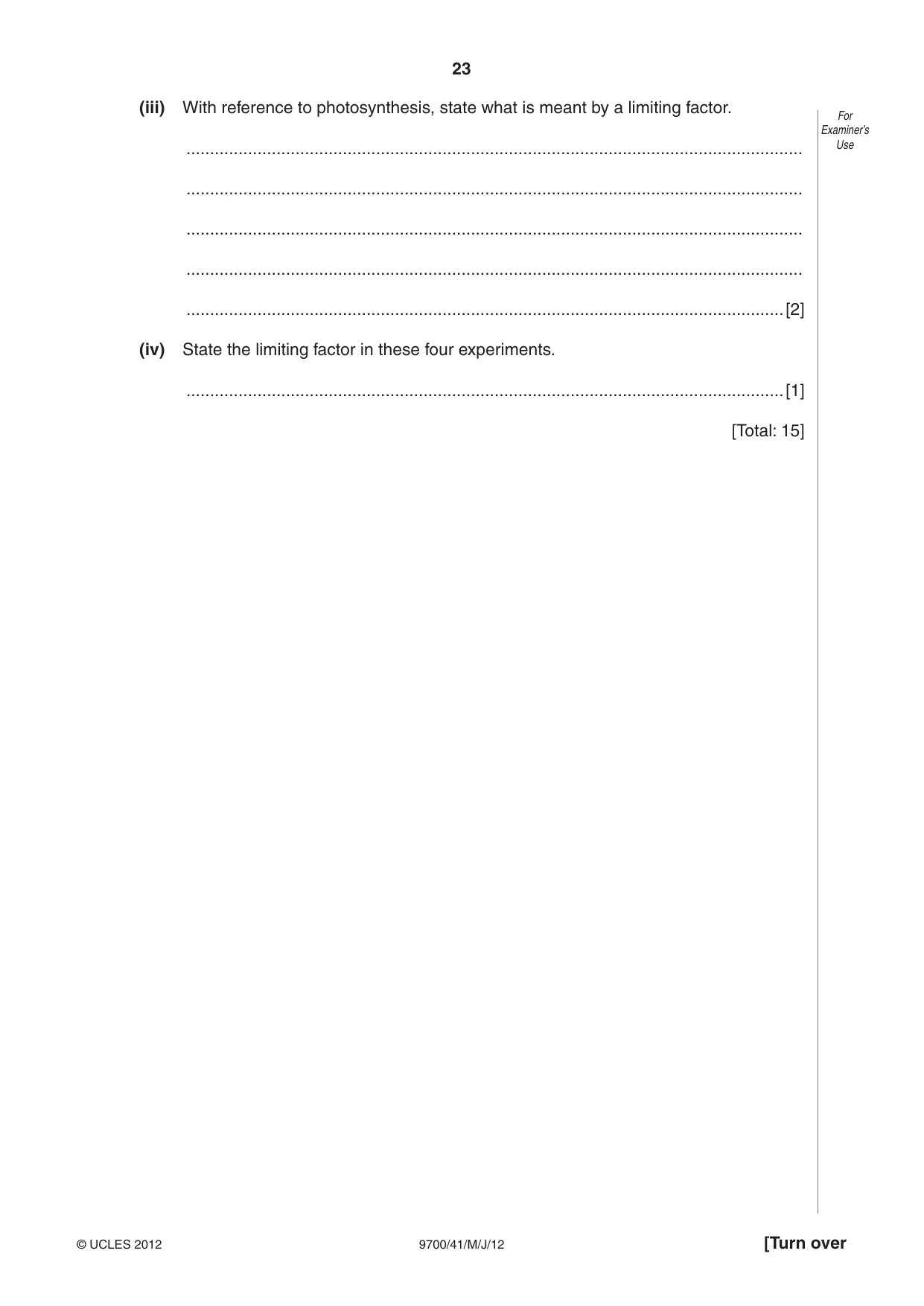 Cambridge A Level Biology 9700 2012 May/June Paper 4 · Variant 1 question paper, page 23 of 28