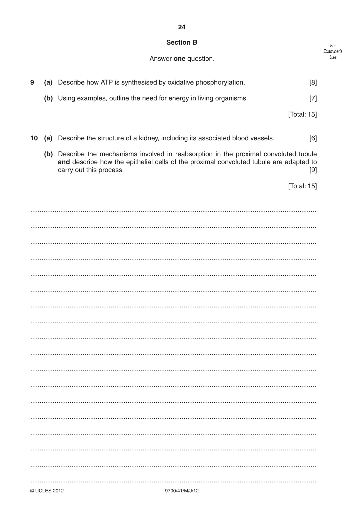 Cambridge A Level Biology 9700 2012 May/June Paper 4 · Variant 1 question paper, page 24 of 28
