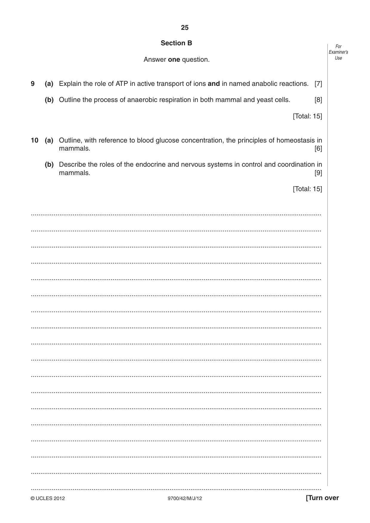 Cambridge A Level Biology 9700 2012 May/June Paper 4 · Variant 2 question paper, page 25 of 28